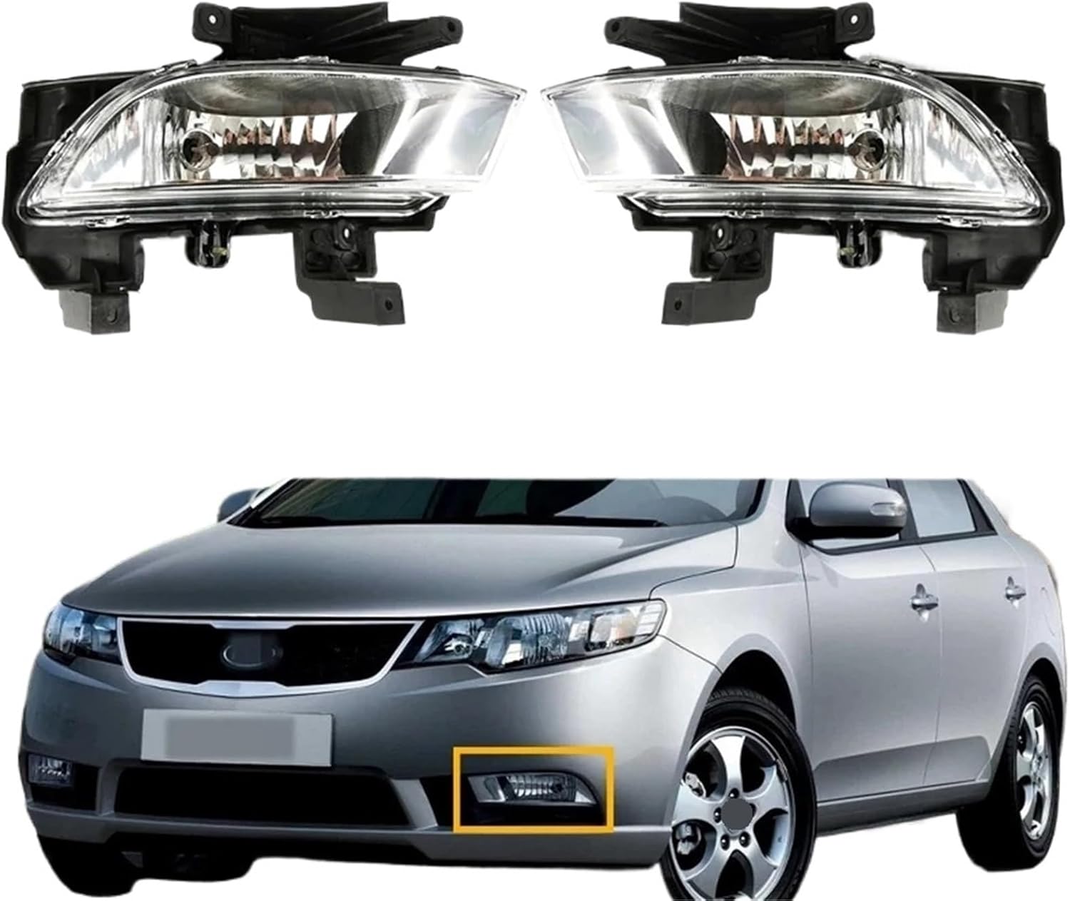 Car Front Left Right Bumper Fog Lights Assembly Foglight with Bulb Compatible with KIA Forte 2009 2010 2011 2012 2013