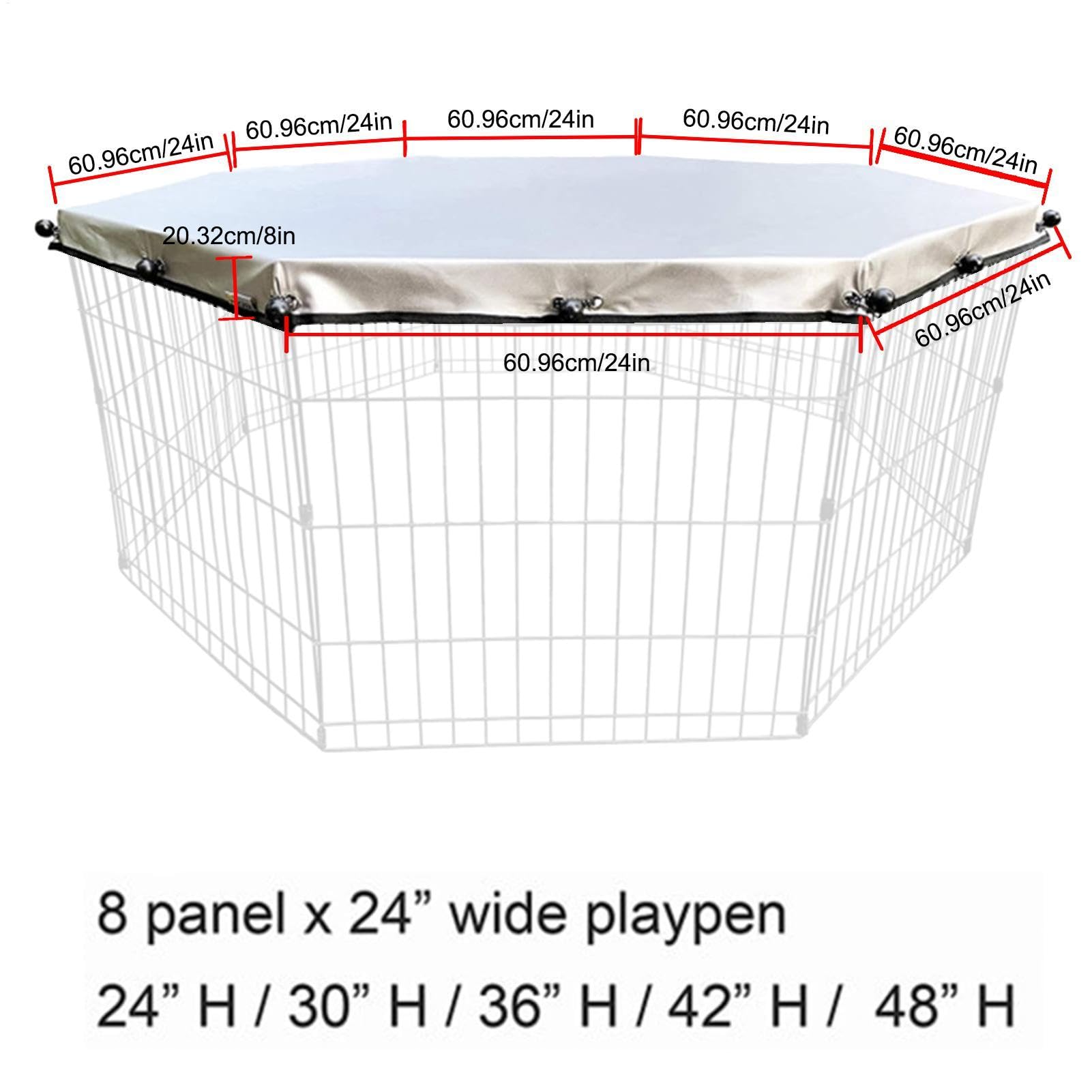 Couverture de parc pour chien - couverture de parc pour chiot Sun Rain proof Cover | La couverture de parc s'adapte à un enclos pour chien à 8 panneaux pour l'extérieur et l'intérieur, une protection