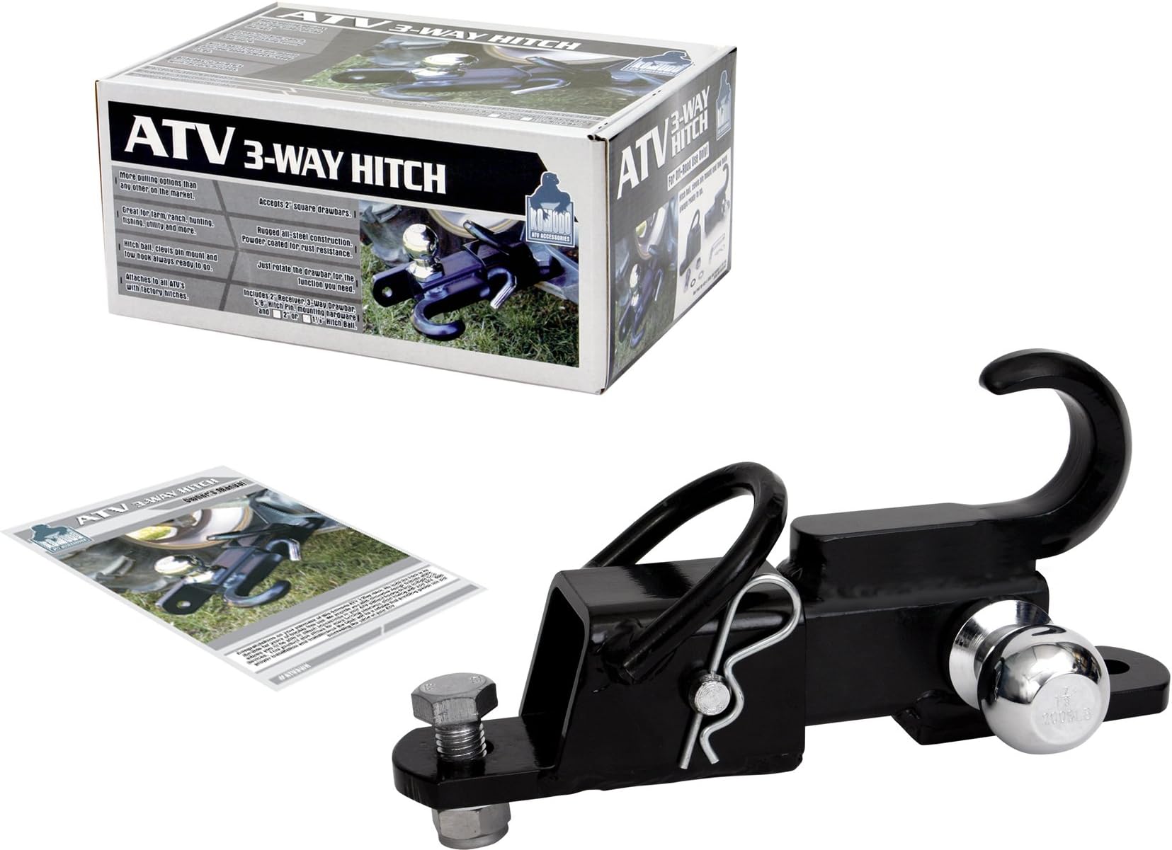 Komodo ATV ATV3WH1782 ATV 3-Way Receiver Hitch with 1-7/8" Hitch Ball