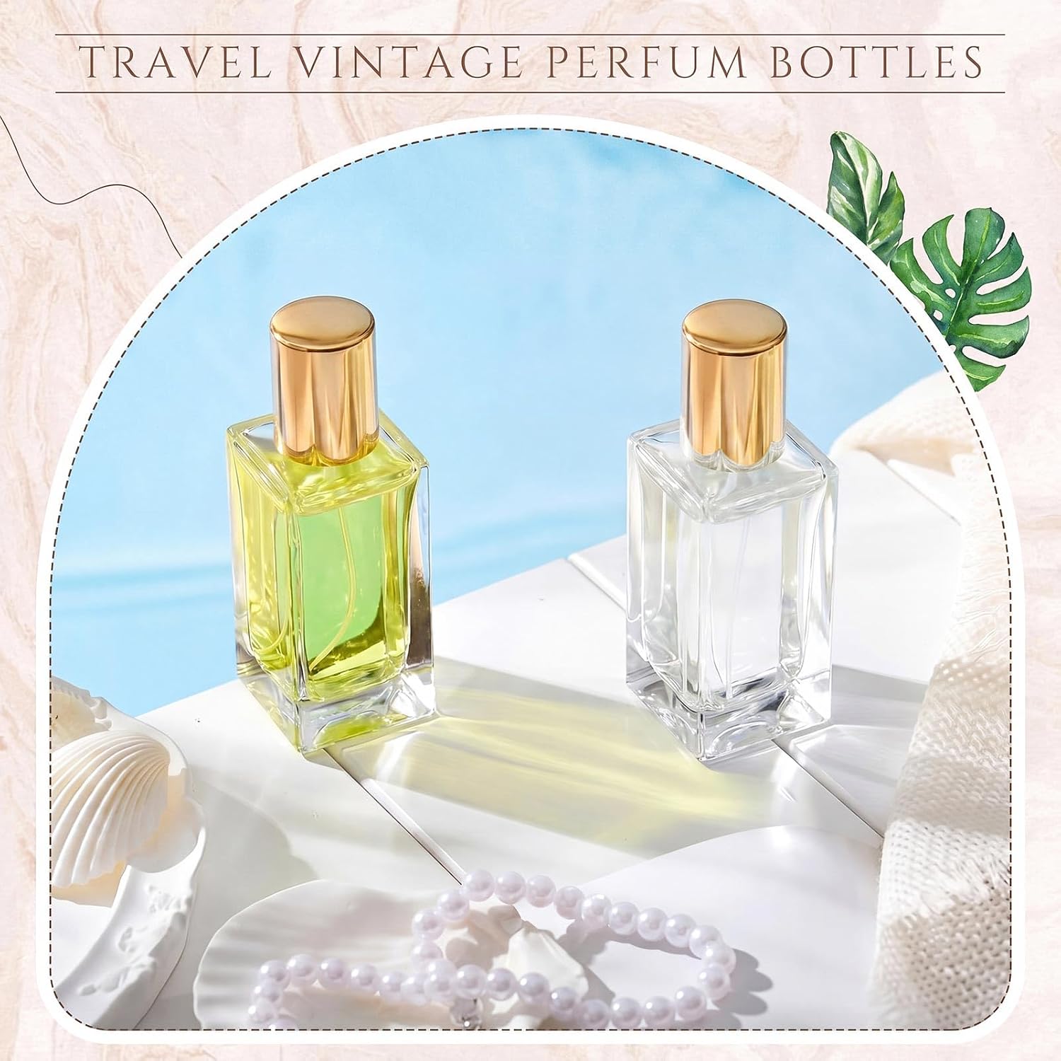 Teenyyou 6 Pack 50 ml Empty Square Perfume Bottles Refillable, Gold