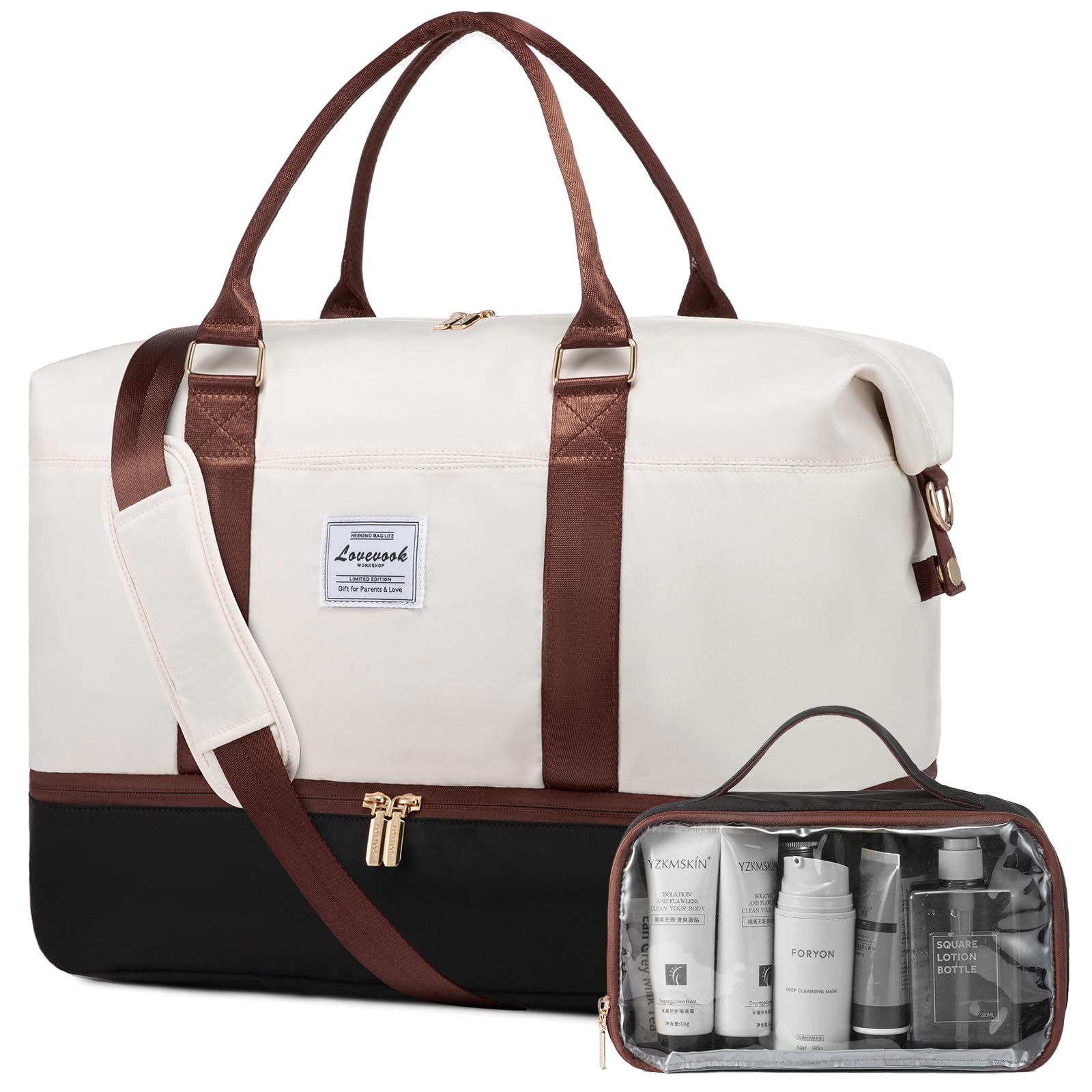 LOVEVOOK Travel Bag Weekender Bags for Women, Carry on Overnight with Shoe Compartment,Duffle with Laptop Pocket,Hospital Bag for Labor Delivery,Gym