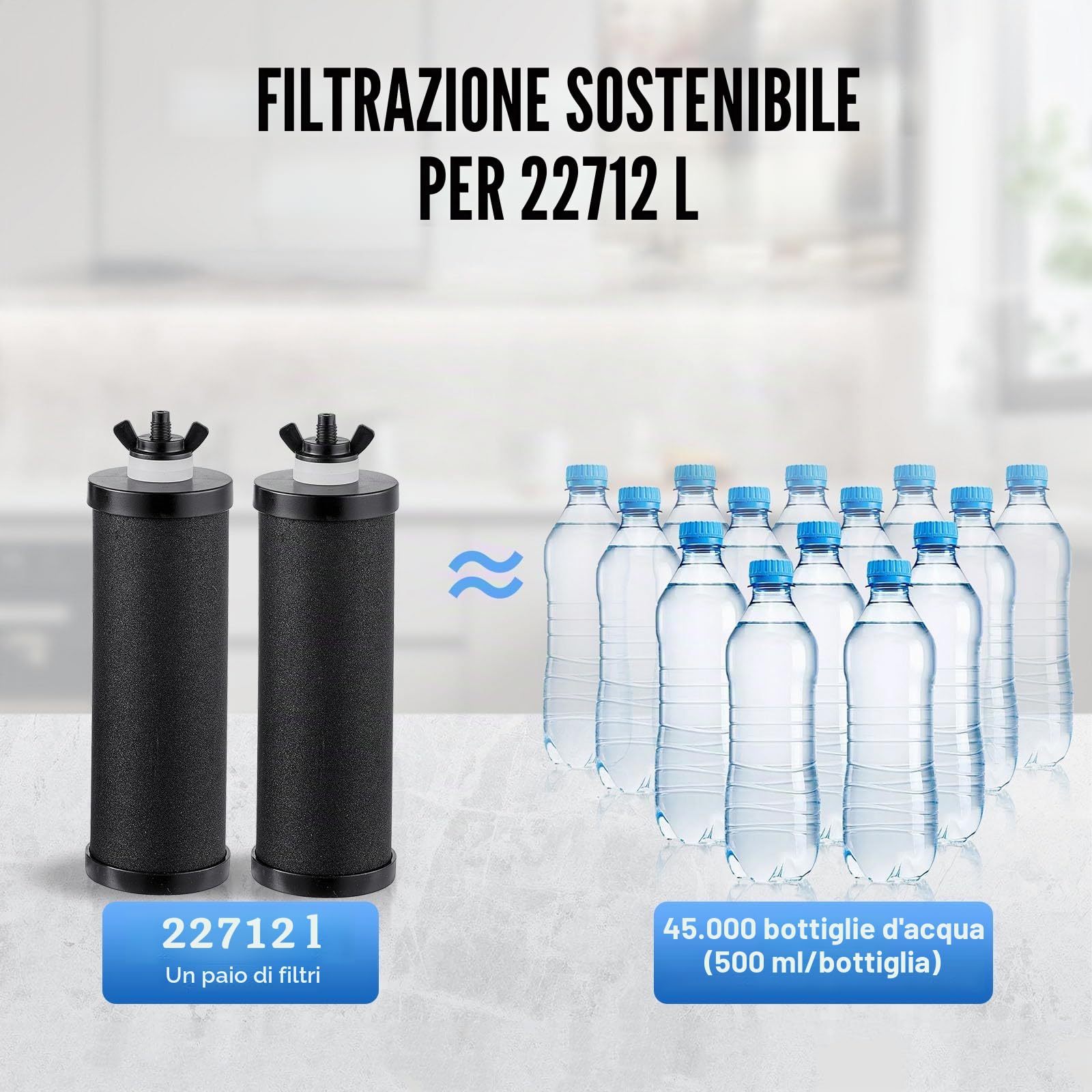 VEVOR Sistema di Filtraggio Acqua a Gravità Sistema in Acciaio Inox Sistema Filtraggio Acqua 7+8,5 L, Riduce Piombo e Cloro, con 2 Filtri al Carbone, Indicatore del Livello dell'Acqua, Camper