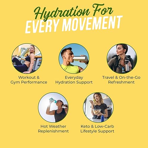 Miniatura 8 de JUNP Paquetes de electrolitos en polvo sin azúcar para agua, paquetes de hidratación instantánea con sal y potasio, cero calorías, sin