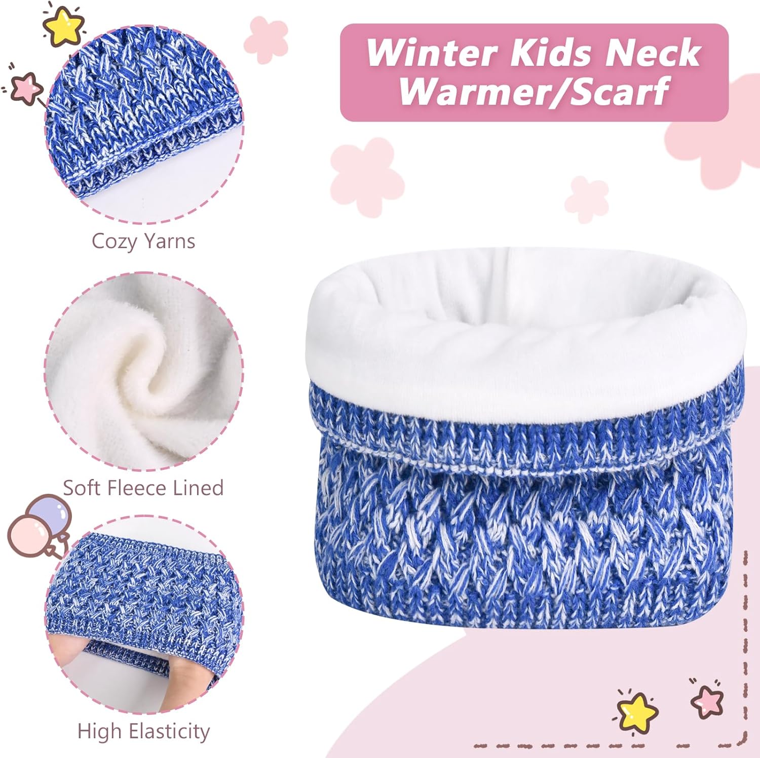 Kids Winter Hat Gloves Scarf Set,Toddler Girls Winter Hat Kids Beanie with Pom Neck Warmer Gaiter Mittens Fleece Lined Set - Image 3