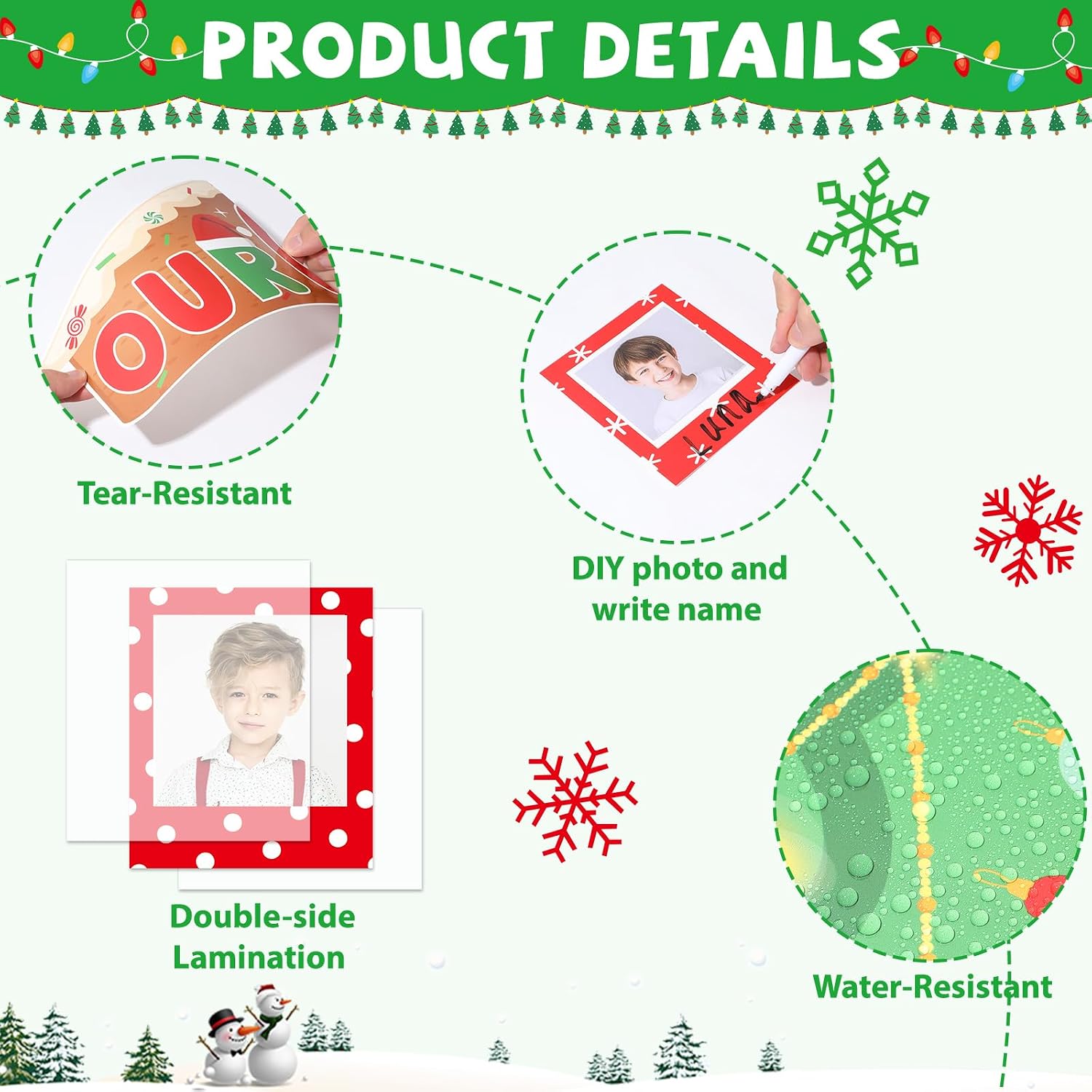 gisgfim Christmas Bulletin Board Decorations Set Xmas Our Class is Family Picture Frame Paper Cutouts Merry Christmas Tree Photo Name Tag Bulletin Board Decor for Winter Holiday School Chalkboard Wall image 3