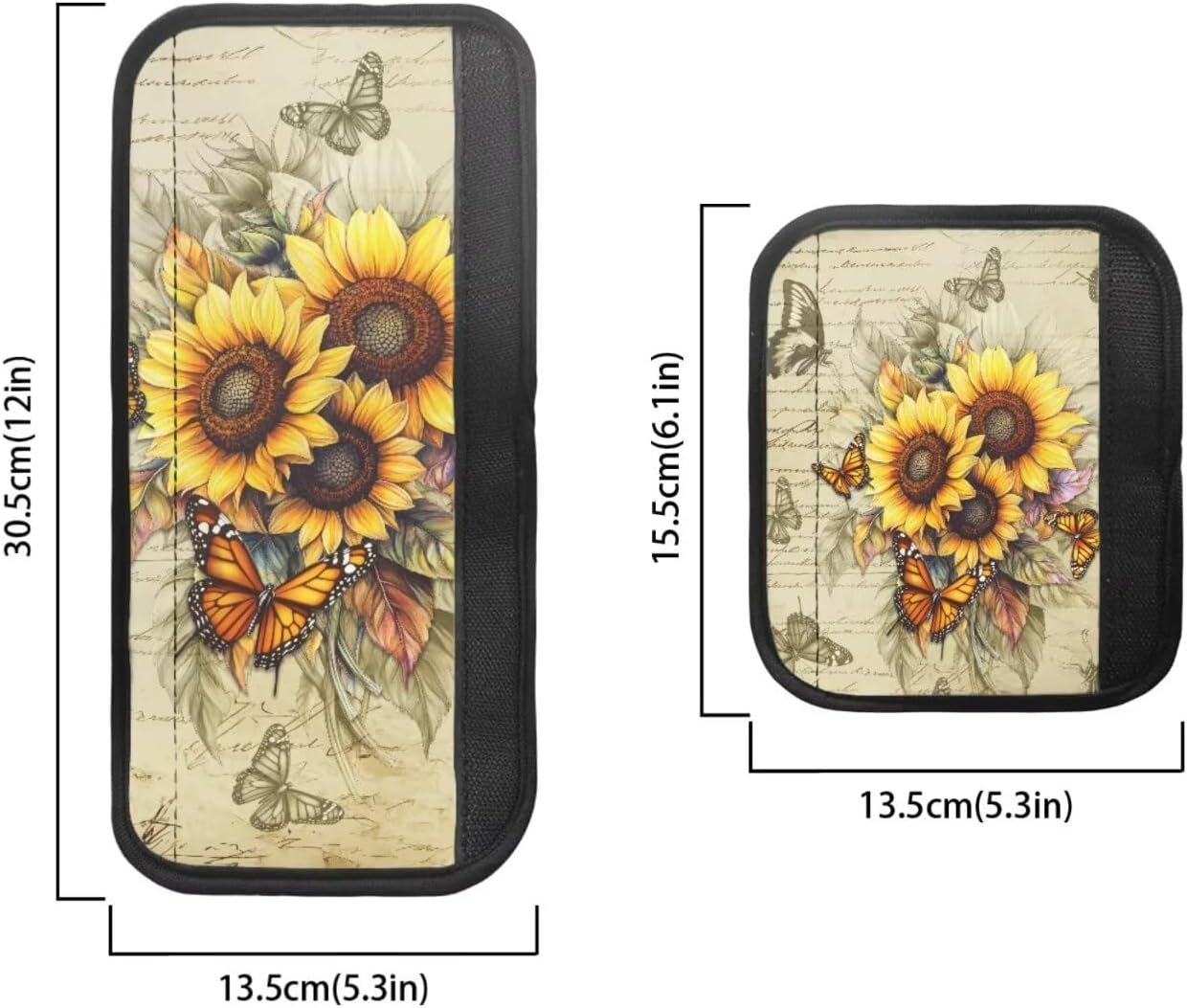 Vintage Sunflower Butterfly Letter Print Fridge Door Handle Covers Kitchen Appliance Protective Gloves 6 PCS Anti-Scratch Refrigerator Handle Cover Keep Off Fingerprints Stains Food Spot