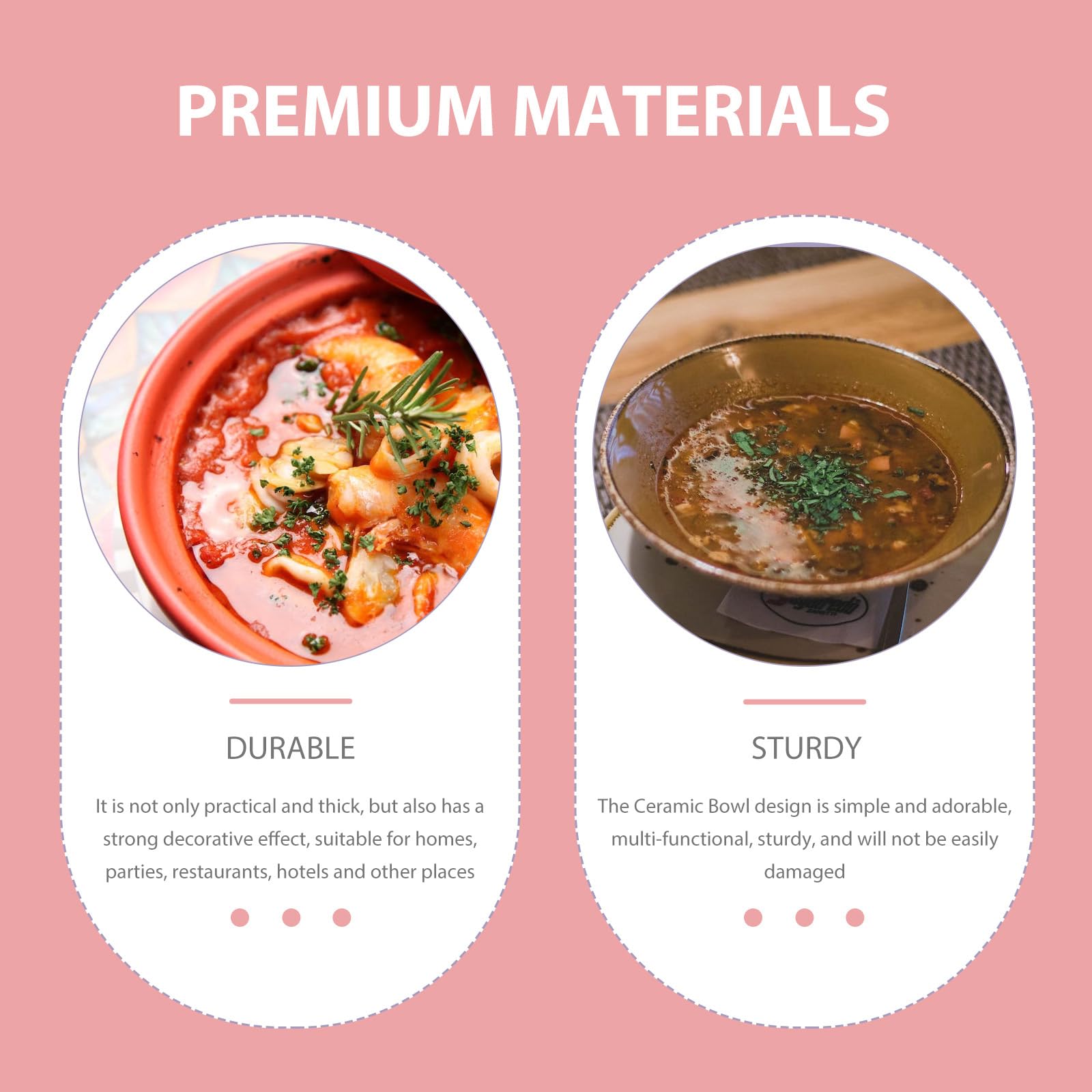 Amosfun Ciotola in Ceramica Con Doppio Manico - Ciotola Rosa Per Insalata, Ramen, Zuppe, Colazione - Ideale Per Forno E Microonde, 19,5 Cm