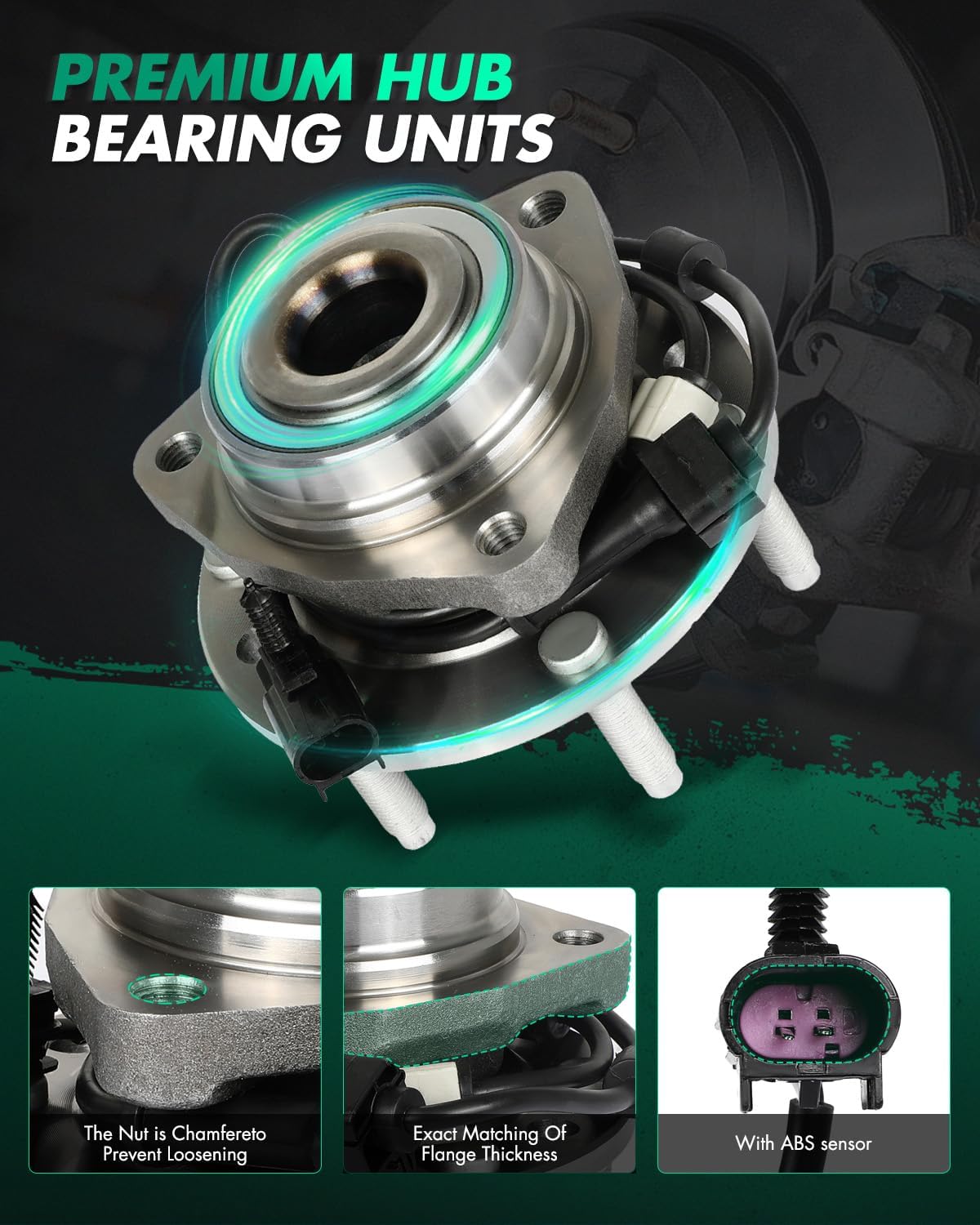 SCITOO 1 x Front Wheel Hub and Bearing Assembly for Chevy Trailblazer SSR, GMC Envoy, Buick Rainier, Oldsmobile Bravada, Isuzu Ascender, Saab 9-7x,ABS 6-Lug 4.2L 5.3L 6.0L 513188