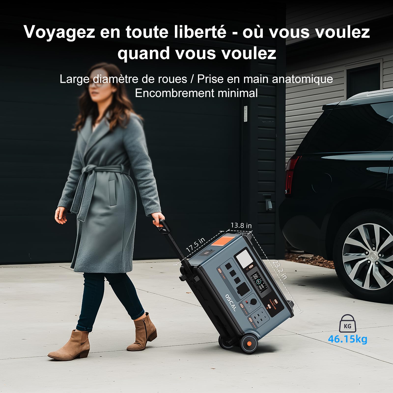OSCAL PowerMax 6000w Générateur Solaire avec Panneau 400W, 3600Wh Station électrique Portable, Capacité Extensible 57.6kWh, Recharge en 1,2 h, Batterie LFP, APP, 14 Sorties, pour Maison, Camping-Car