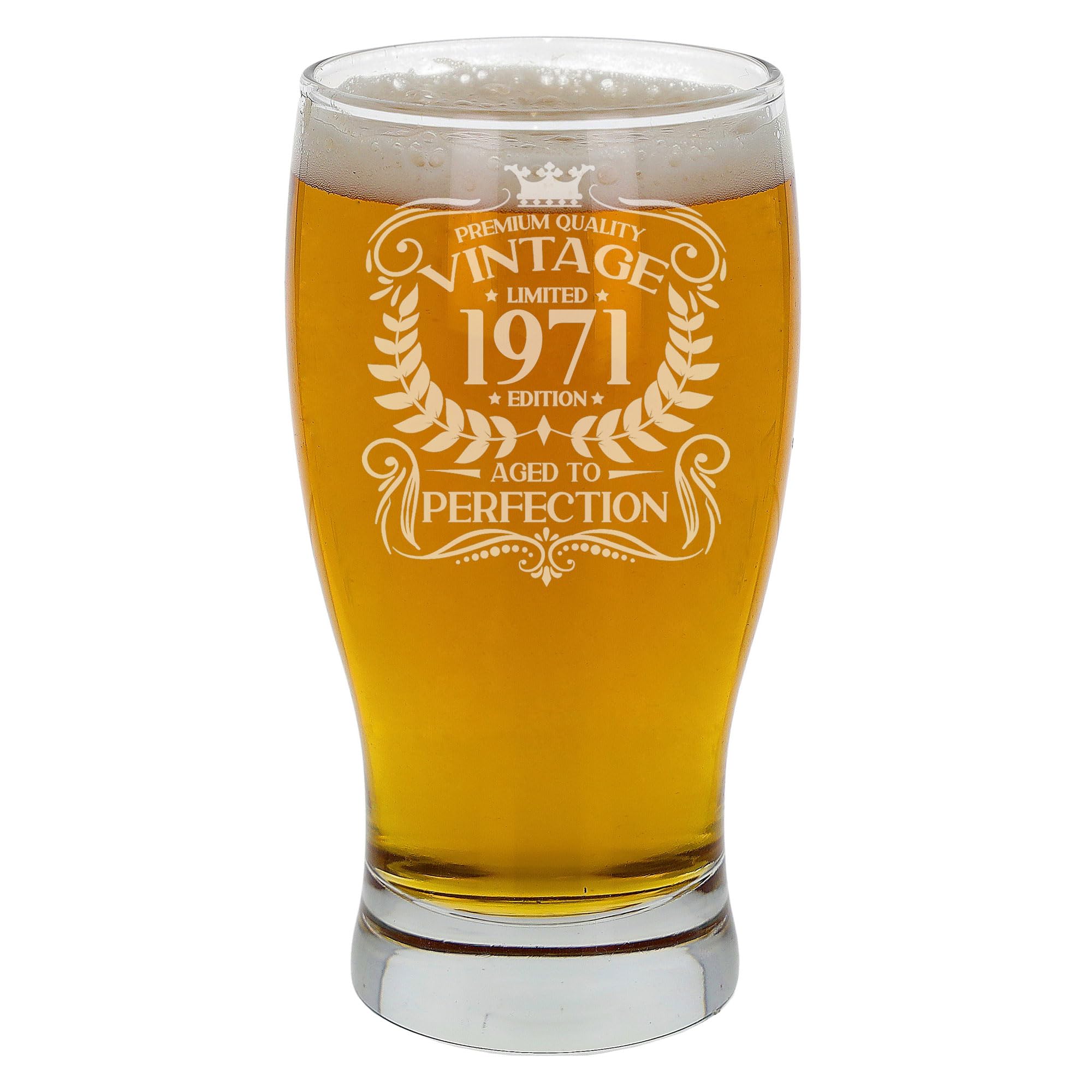 Always Looking Good 55th Birthday Gift for Men Vintage 1971 Aged to Perfection Engraved Pint Beer Glass Present for 55 Year Old Etched Cider Lager Beer Tulip Pint Glasses