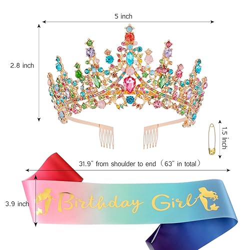 Miniatura 5 de Chanaco Corona de cumpleaños, banda de cumpleaños, coronas de cumpleaños para mujer, banda de cumpleaños para niña, corona de cumpleaños, tiara