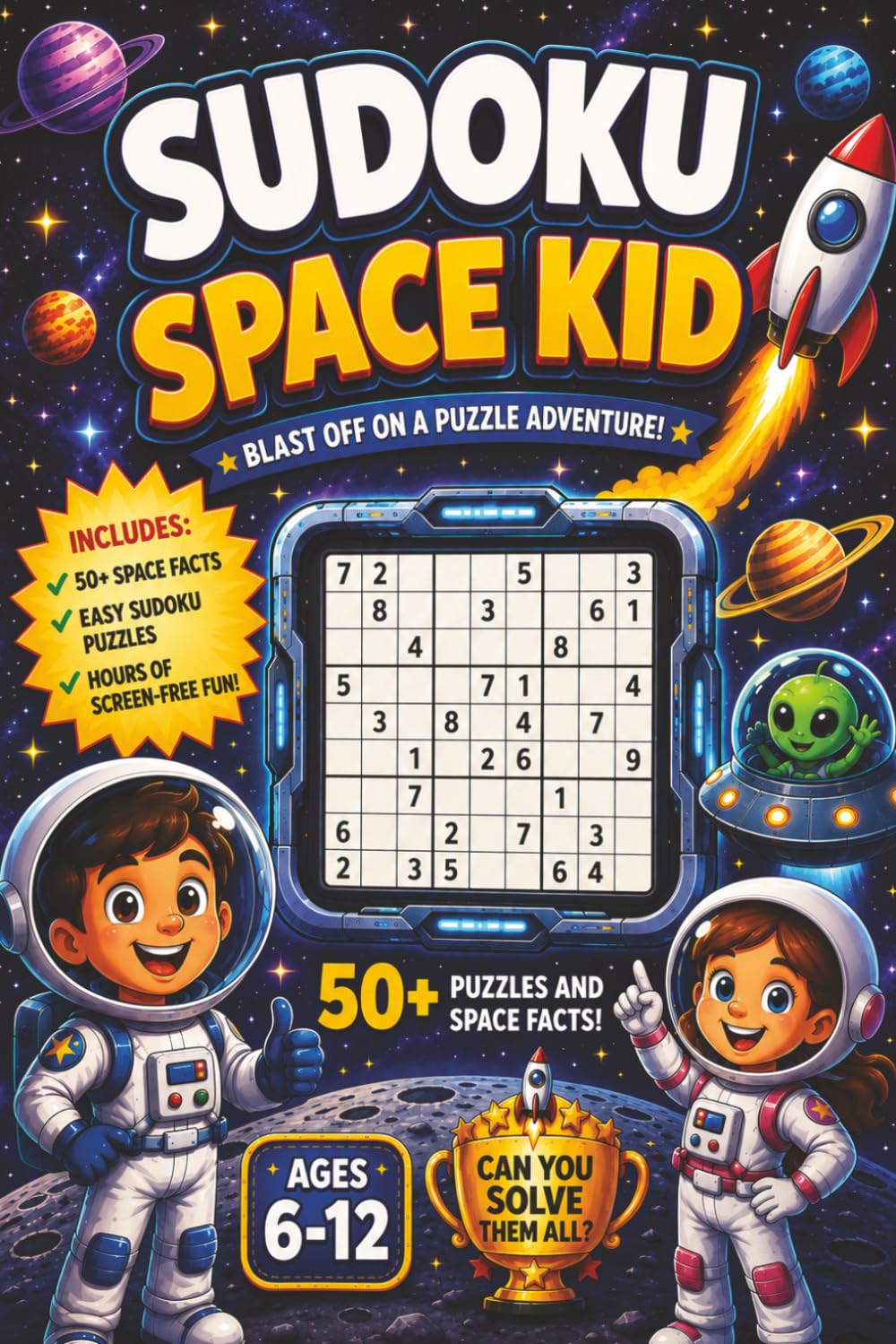 Sudoku Space Kid Puzzle Book: Sudoku Puzzles for Kids | Sudoku Kid | 6x9 Inches, 110 Pages | 50+ Puzzles and Space Facts | Solutions Included