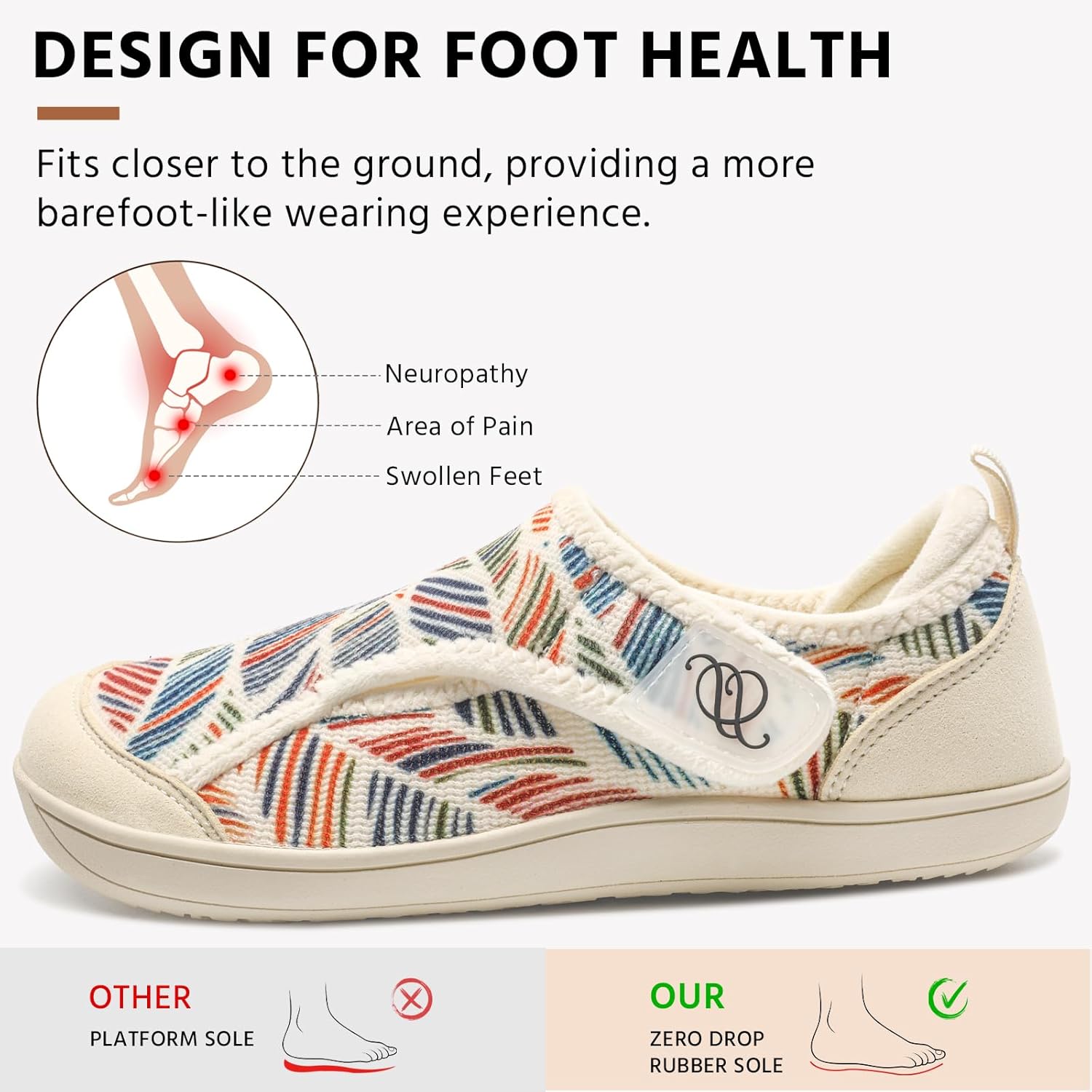 Comfortable Wide Diabetic Shoes for Women Mes,Barefoot House Shoes Slippers for Women Indoor Outdoor,Adjustable Zero Drop Edema Shoe for Neuropathy, Breathable Nursing Shoe Wide Width Casual Sneakers - Image 5
