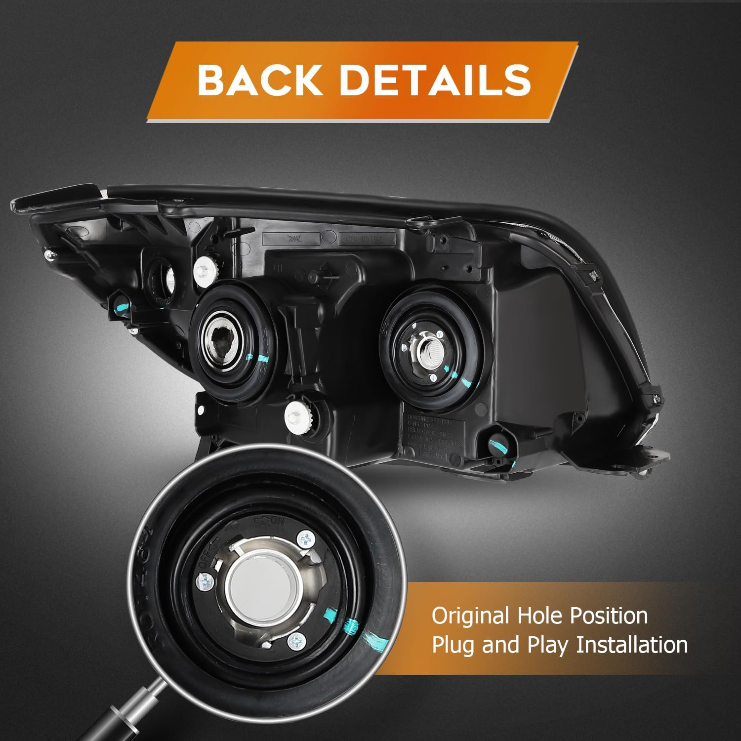 Headlight Assembly Compatible with 2006-2009 for Toyota 4Runner SR5 LTD Chrome Housing Driver and Passenger Side Head Lamp 81170-35421 81130-35441