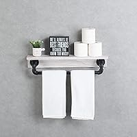 Vista 15 de MBQQ Estante de tubo industrial, estante de pared rústico con toallero, toalleros de granja de 20 pulgadas para baño, estantes flotantes montados