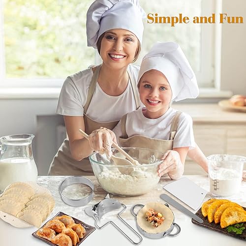 Miniatura 5 de Empanadas Maker Press - Juego de máquina de dumpling de acero inoxidable con 5 piezas de herramientas multiusos para cocinar empanadas raavioli