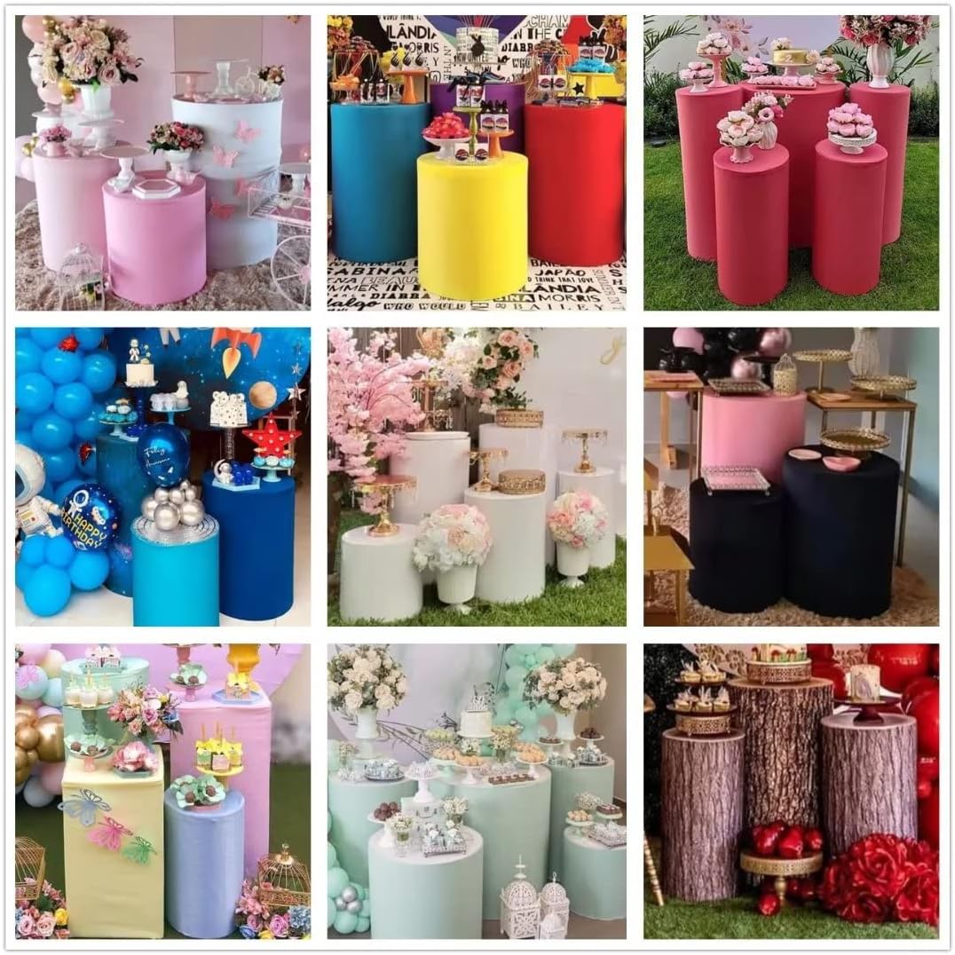 Ice Cream Waffle Cone Cylinder Plinth Table Covers for Sweet Donuts Theme Parties Decorations Pedestal Cover Baby Shower Girls Pink Birthday Party Cake
