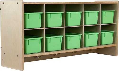 Miniatura 31 de Cubos organizadores de almacenamiento, 10 cubos con ganchos para abrigos, estante colgante de pared para juguetes de niños, guardería, aula, 47 Sin