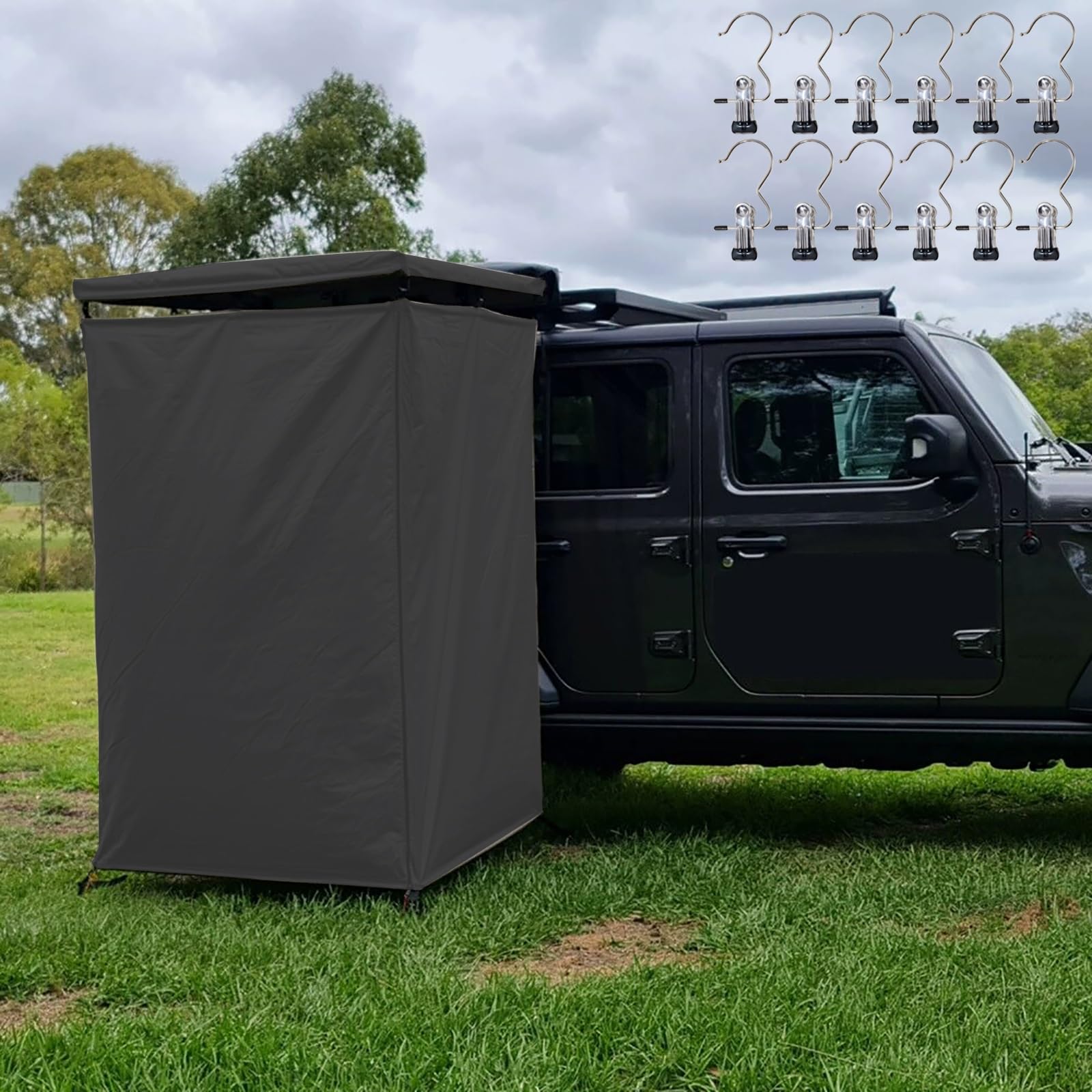 Amazon | 屋根付き車用簡易更衣室、PVCトラベルカバー付き車側シャワーテント、100×150cmプライバシー防水ルーフラックシャワーオーニング 、ポータブル一時着替えテント(Gray) | JCSRYD | シャワー 車側シャワールームルーフトップテント、SUVトラックバスルームテント ... 屋根付きシャワーテントオーニング - 車用オーニングシャワールーム | プライバシーシェルター バスルーム 屋外 キャンプ 更衣室