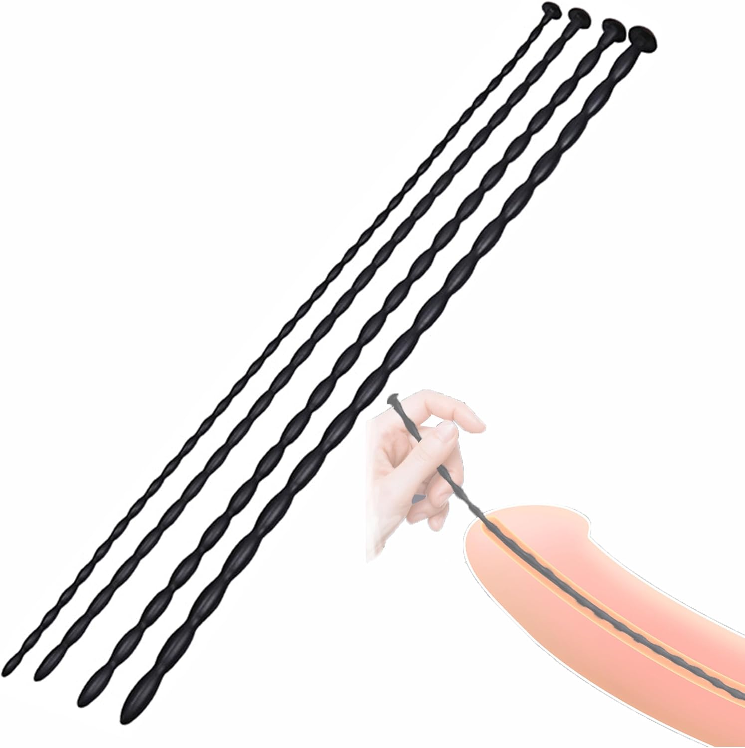 4/8 pcs Male Silicone Urethral Sounds Trainer Plug Urinary Dilator Stretcher Masturbation Rod Penis Plug Bladder Stimulation Fetish Sex Toy for Men (Thick 5-8)