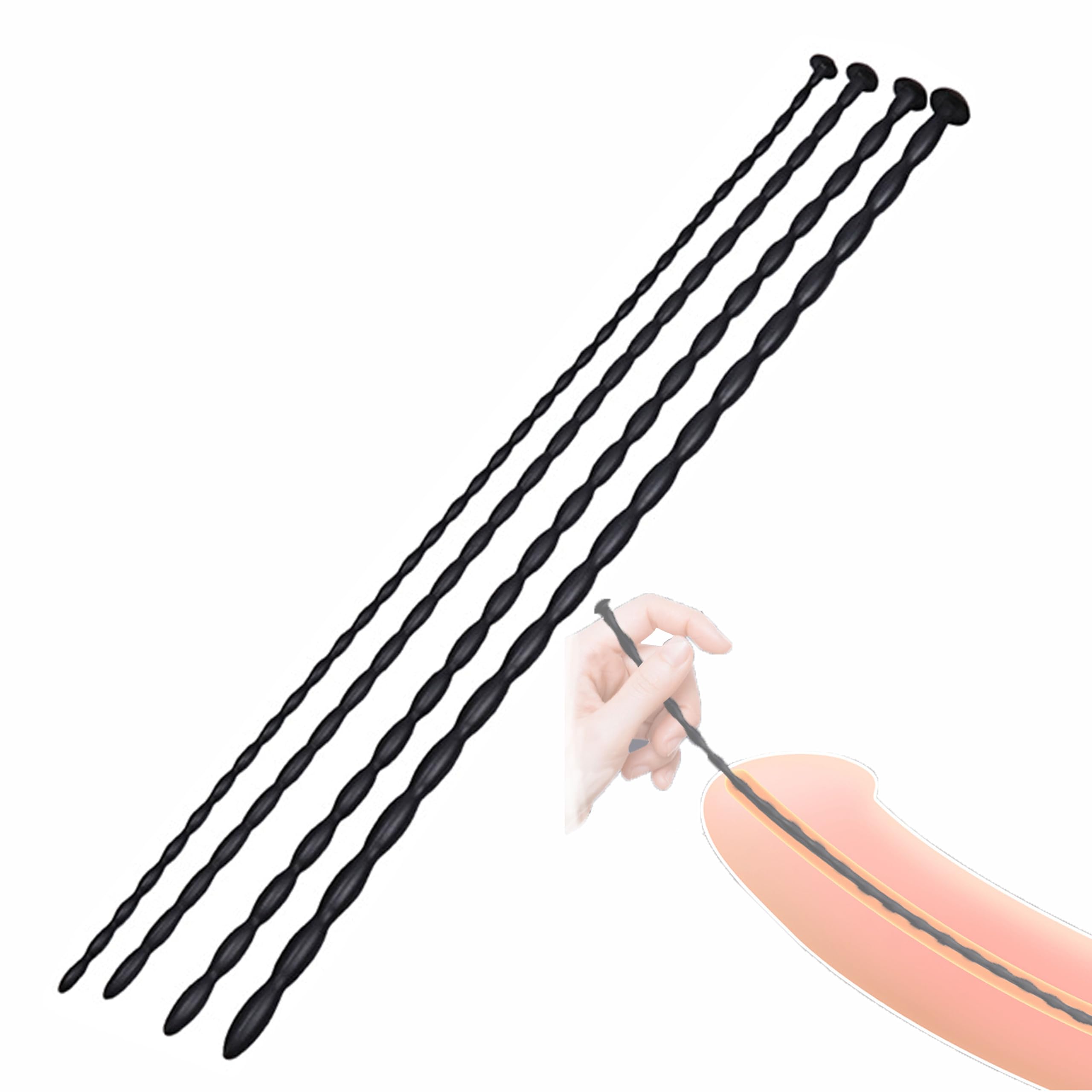 4/8 pcs Male Silicone Urethral Sounds Trainer Plug Urinary Dilator Stretcher Masturbation Rod Penis Plug Bladder Stimulation Fetish Sex Toy for Men (Thin1-4)