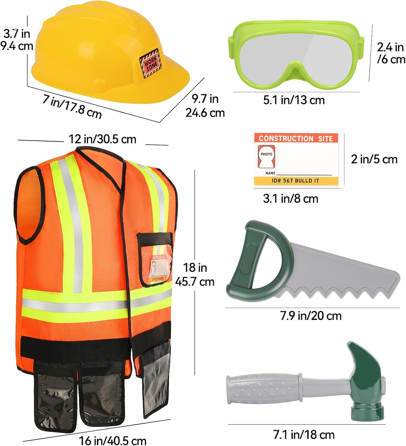 Liberry Kids Tool Set for Boys Girls 3-5 Years, Construction Worker Costume with Hat, Toddler Dress Up Toys for Birthday Gift - Image 5