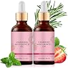 Strawberry Mint Hair Growth Oil, Natural Rosemary Hair Essential Oil for Men and Women, Organic Hair Growth Serum for Thin Hair Dry Damaged Hair 2 Pcs