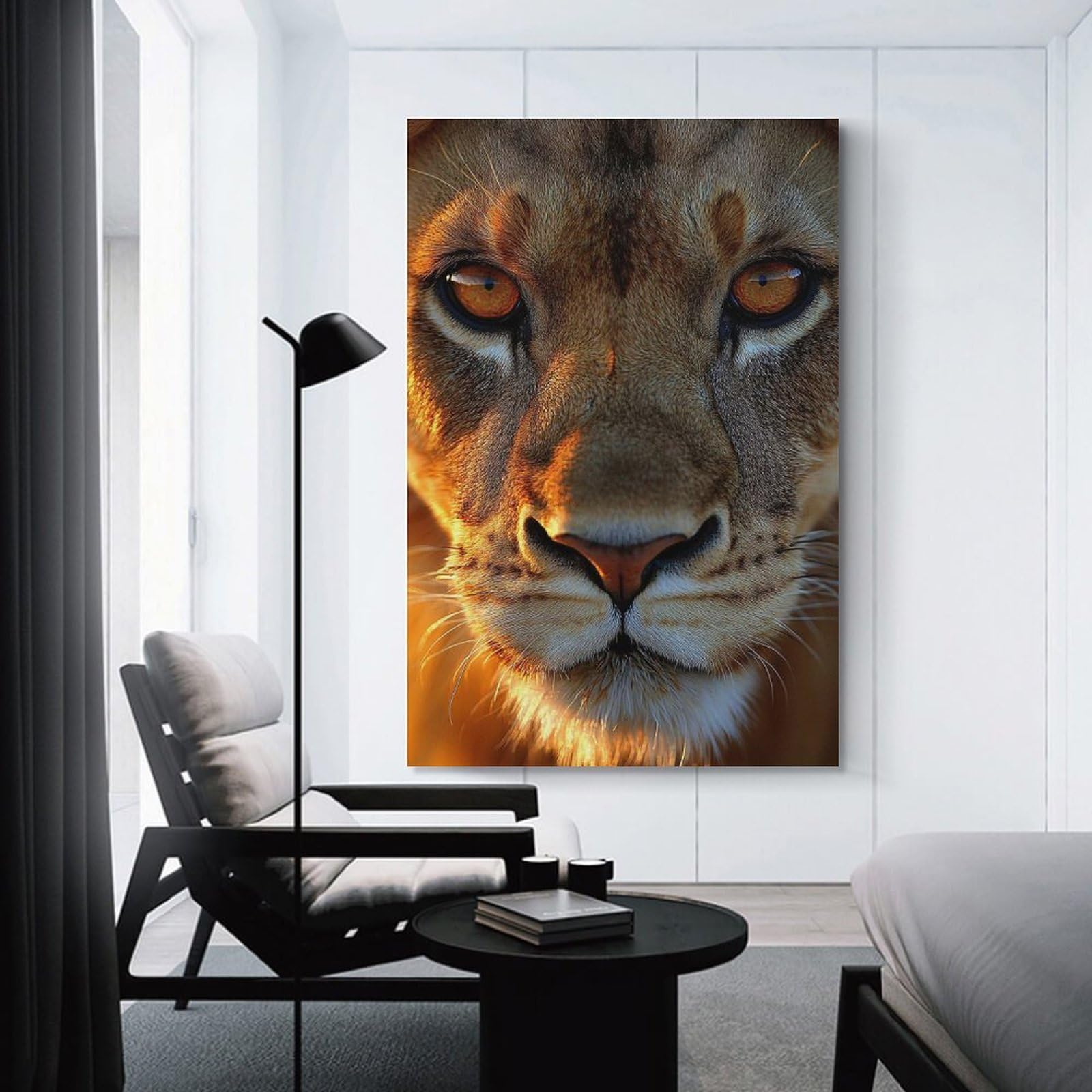 Lion Face Close-Up Wall Art Print, 08x12inch(20x30cm), for Entryway, Lounge Links Or Small Walls, Decorative Wall Art for Narrow Spaces