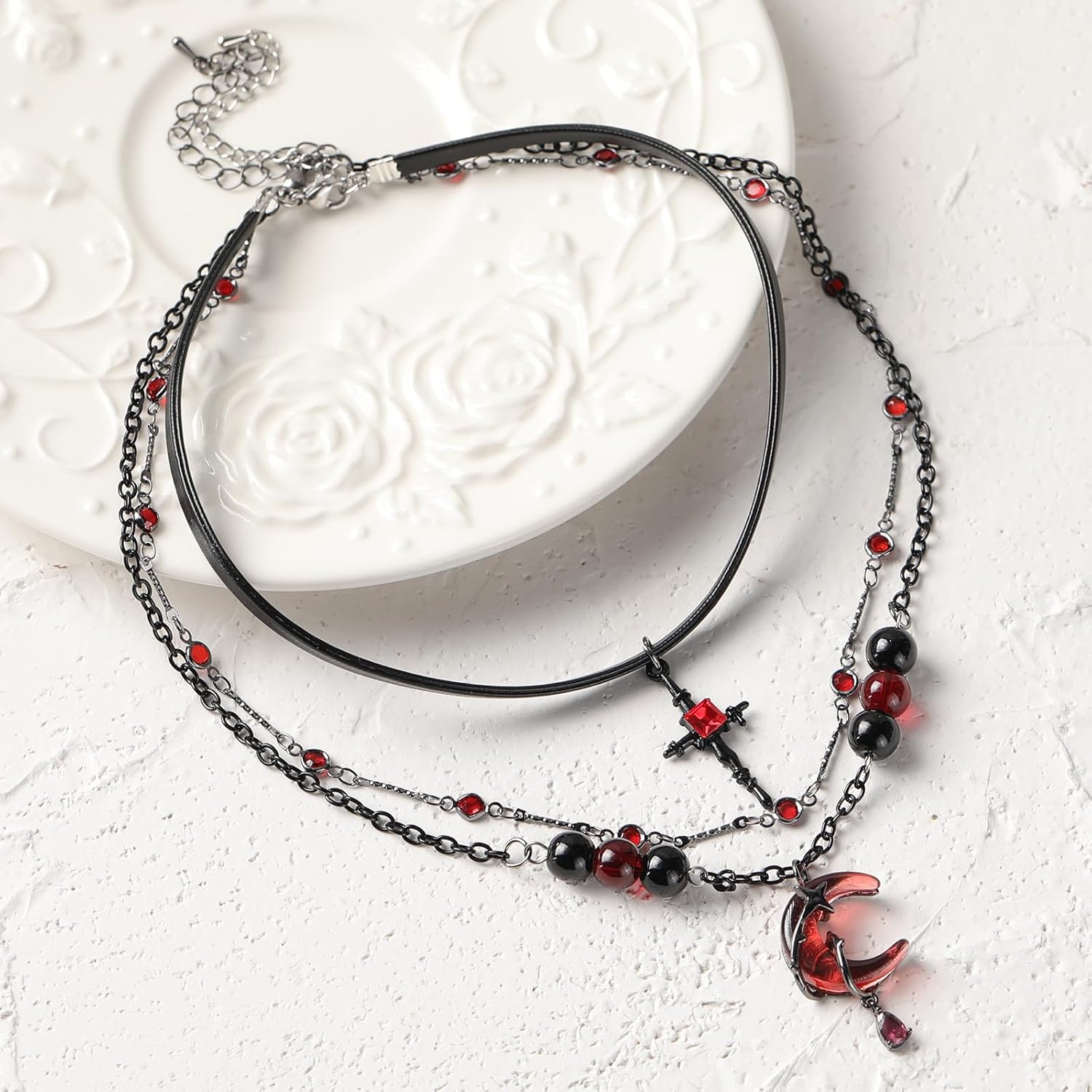 MOSTORY Black Gothic Necklace for Women - Goth Choker for Women Witch Jewelry Dark Renaissance Fairy Accessories - Image 5