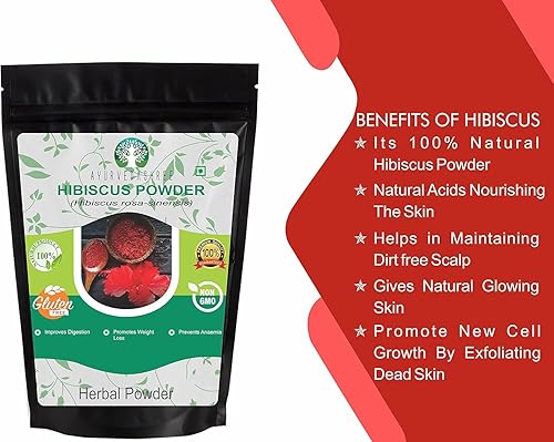 Miniatura 3 de Hibiscus Flower Powder 100 Gm - Sabdariffa, Gurhal Phool para mascarilla capilar, té refrescante - Hierba natural, sin OMG, vegano, certificado GMP,