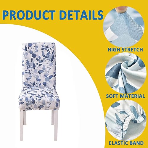 Miniatura 3 de HAOYONG Funda para silla de comedor, funda para silla impresa, lavable, funda para silla Parsons, protector de asiento extraíble para comedor,