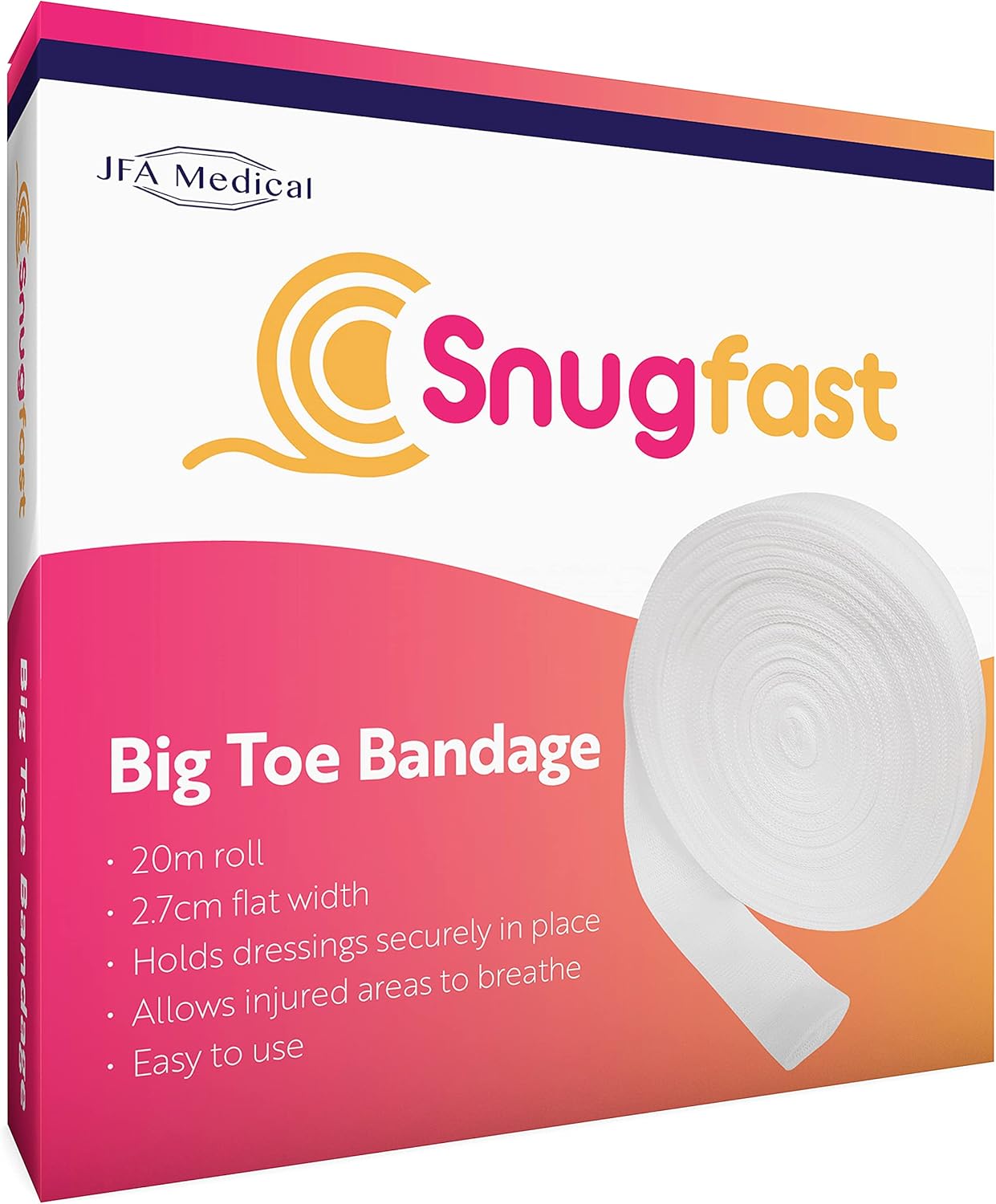 Snugfast Big Toe Tubular Gauze Bandage Dressing 2.7cm x 20m Roll BigaMart
