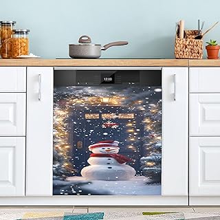 Qilmy Christmas Snowman Dishwasher Magnet Cover, Reuseable Refrigerator Magnet Cover Decal Washing Machine Microwave Magnet Stickers for Holiday Party Decor, 23 x 26 Inch