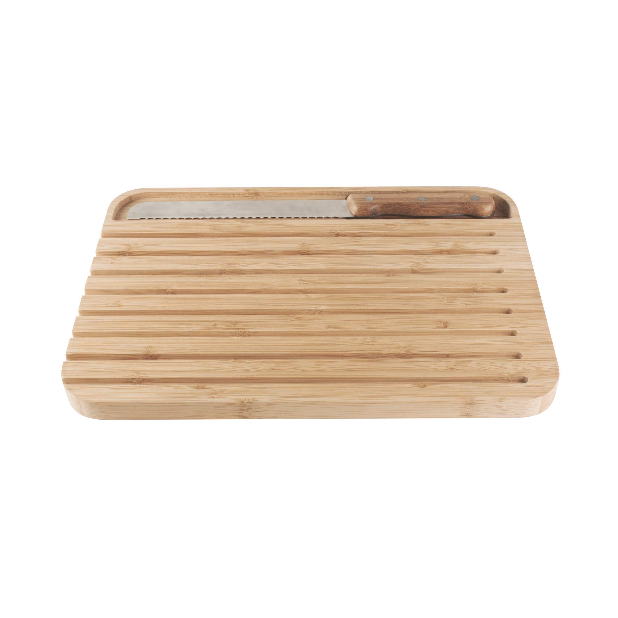 Pebbly - Grande Planche à Pain en Bambou Naturel - 32 x 26 cm - Avec Couteau à Pain Aimanté sur la Planche - Pratique pour Optim