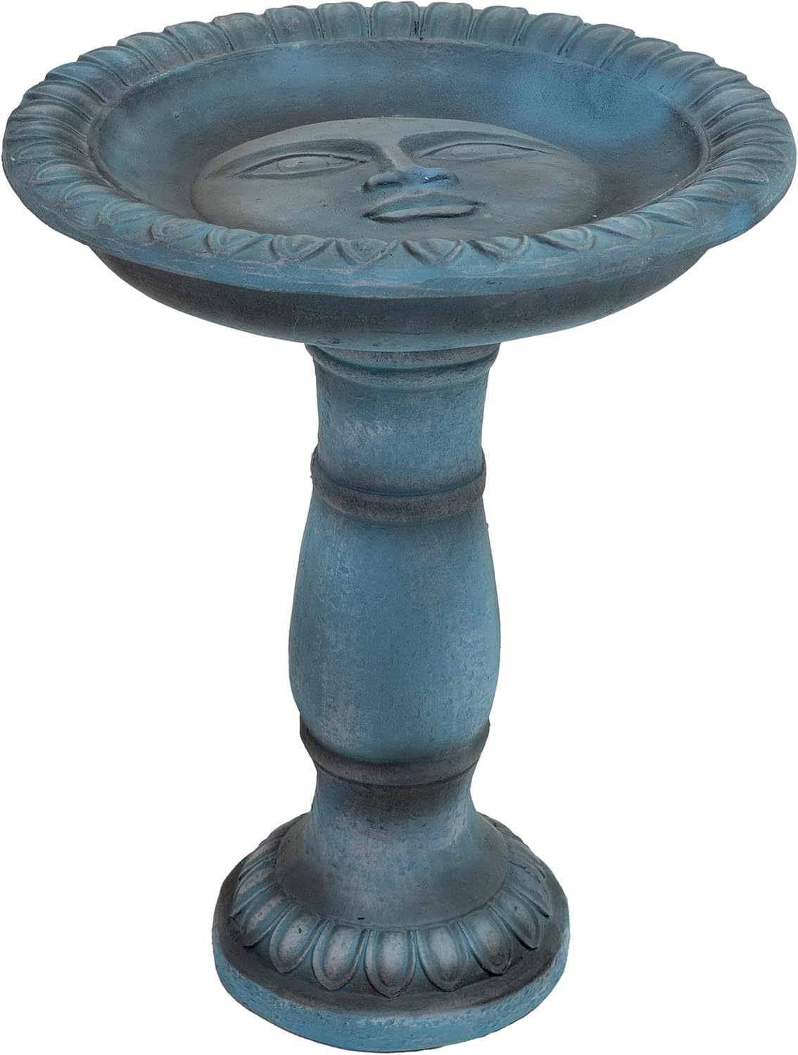 Sunnydaze 26” H Concrete Bird Bath for Outside - Façade du Soleil Tall Bird Bath with Glass Fiber Reinforced Concrete Construction - Patina Green