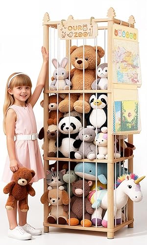 Almacenamiento de animales de peluche, almacenamiento de zoológico de peluche de madera