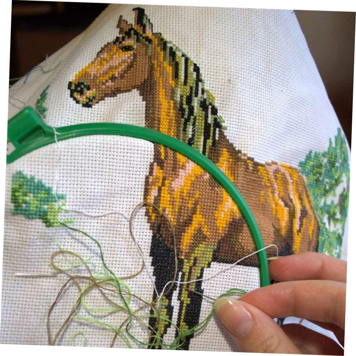 NUOBESTY 12pcs DIY Cross-Stitch Cloth Embroidery Fabric Canvas Cotton Needlework Material for Boys and Girls Adults