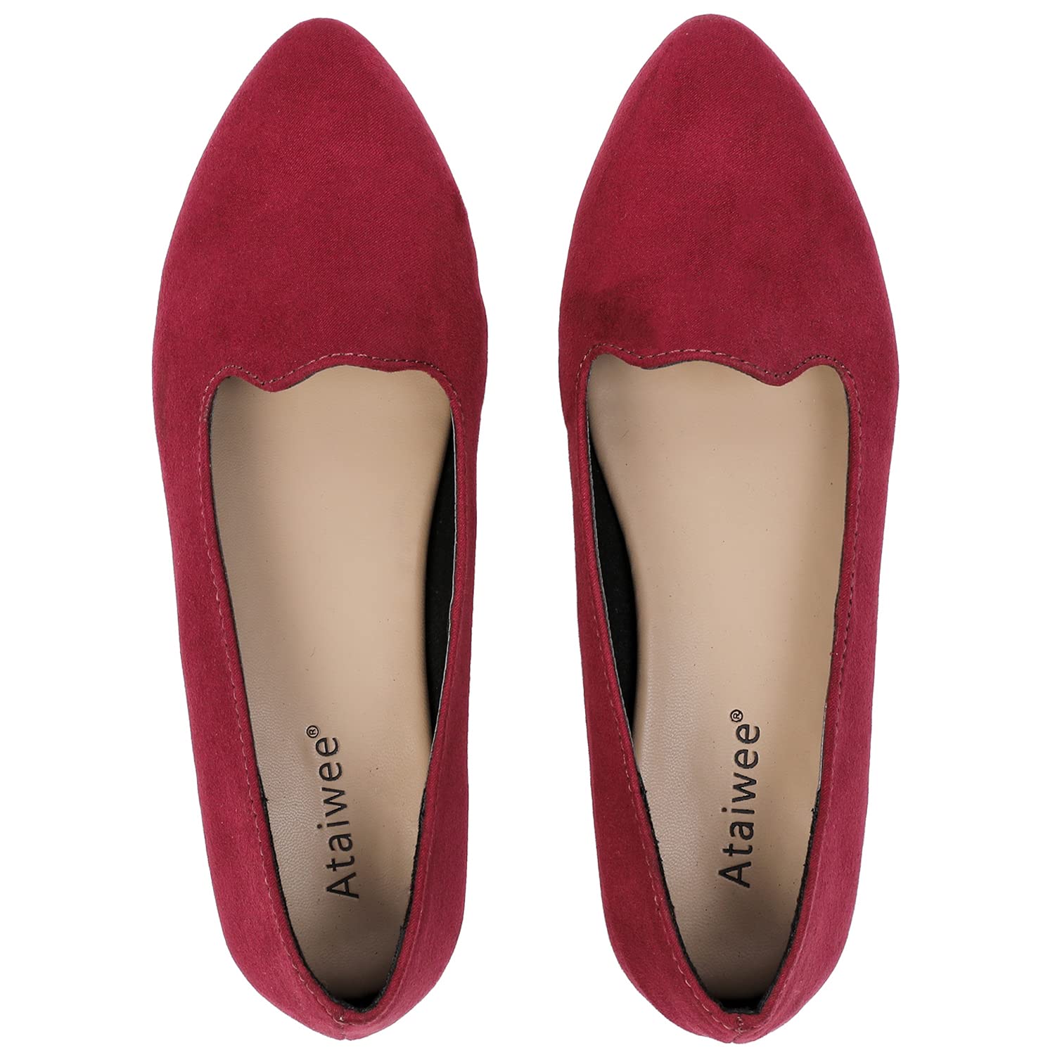 Ataiwee Women's Flat Shoes - Pointed Toe Suede Classic Comfortable Ballet Flats.