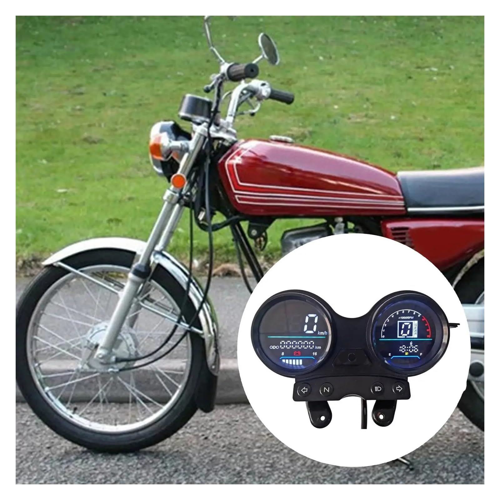 Contagiri contachilometri Tachimetro Digitale A LED 12V Per Ybr 125 Pannello Digitale Per Moto Con Alloggiamento Ricambio Installazione