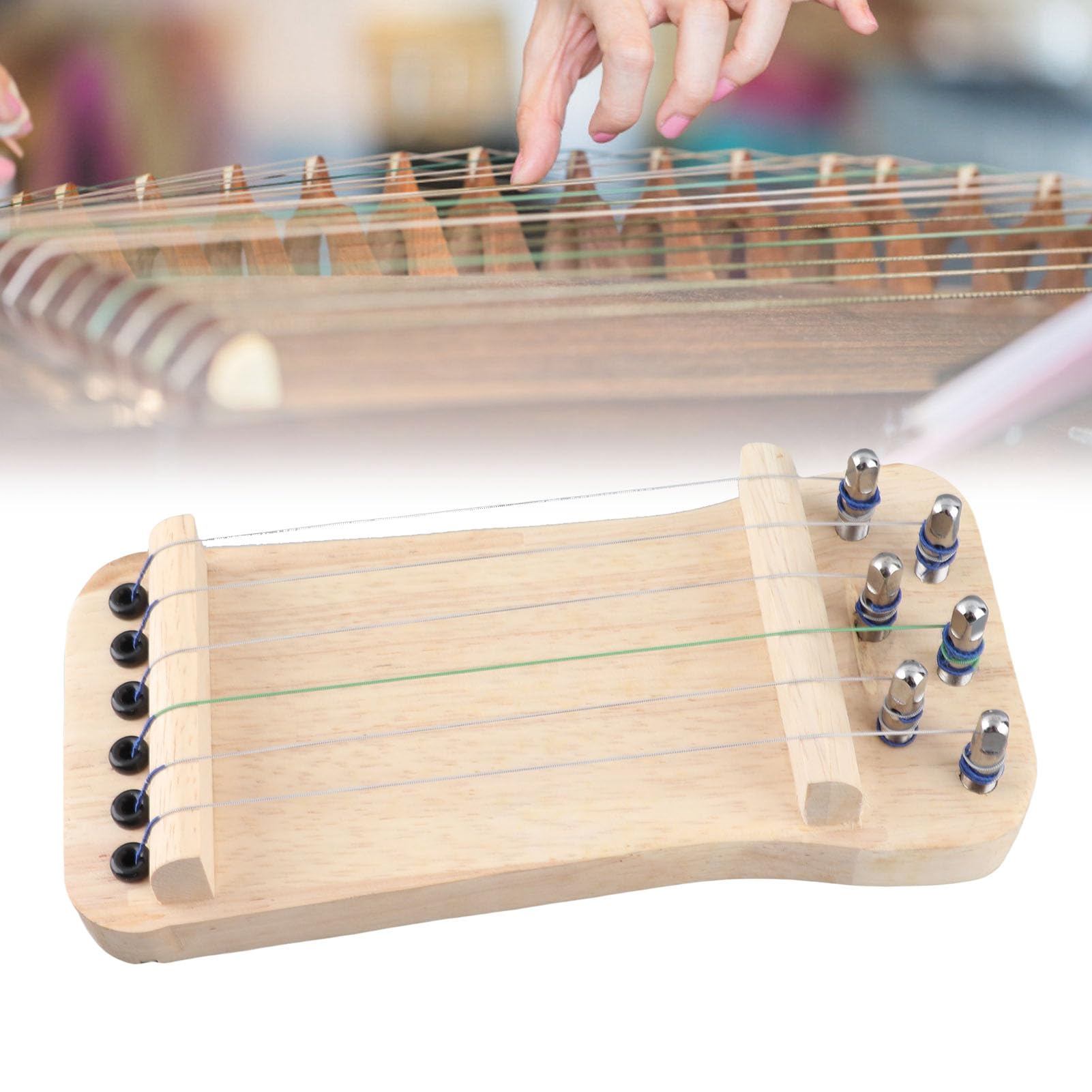 Mini outil d'entraînement Guzheng à 6 cordes avec sac de rangement inclus pour l'entraînement technique de la main droite, se familiariser avec le doigté, entraîneur de