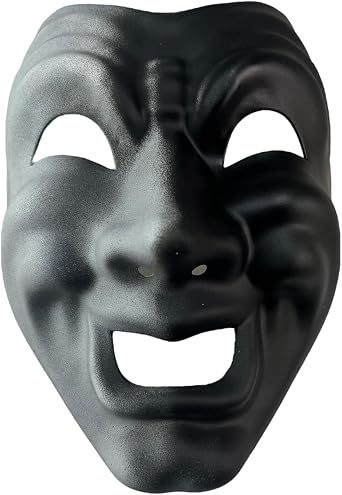 KBW Full Face Comedy Tragedy Jester Mask Phantom of The Opera Masquerade Venetian Mardi Gras Mask - Custom Black & White