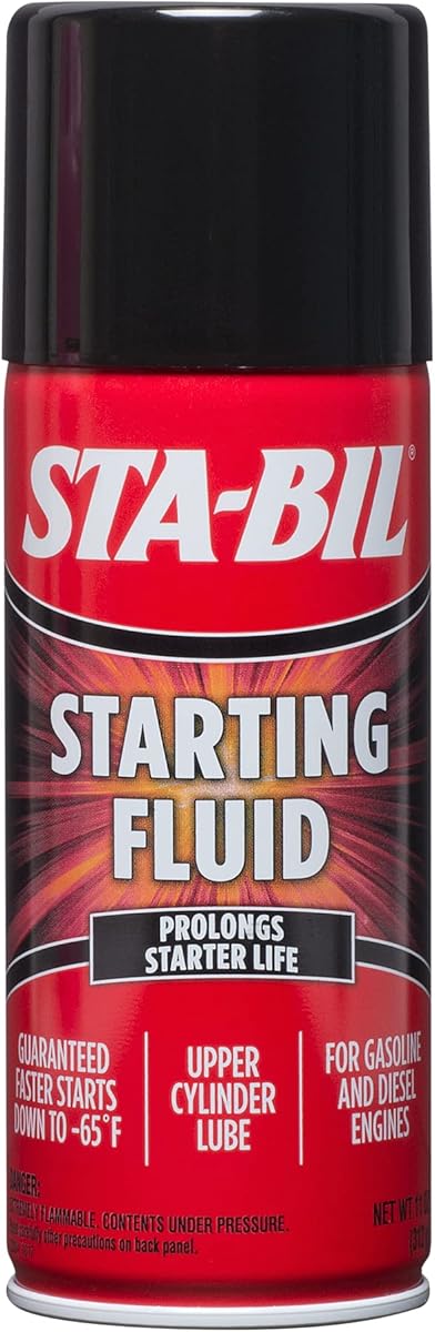 STA-BIL Starting Fluid - Prolongs Starter Life - Upper Cylinder Lube - for Gasoline and Diesel Engines - Guaranteed Faster Starts Down to -65°F, 11 oz (22004)
