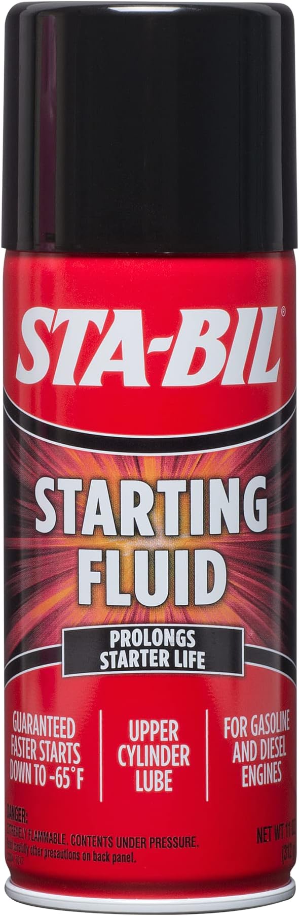 STA-BIL Starting Fluid - Prolongs Starter Life - Upper Cylinder Lube - for Gasoline and Diesel Engines - Guaranteed Faster Starts Down to -65°F, 11 oz (22004)