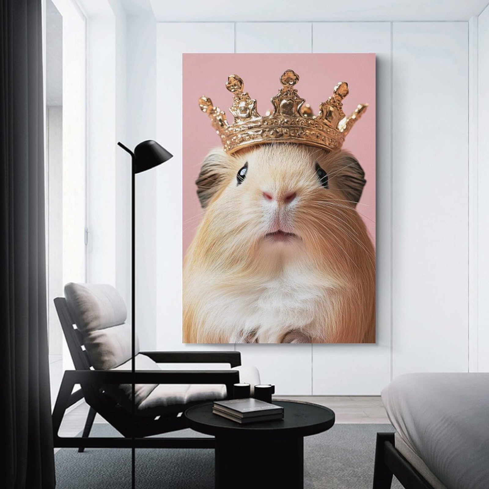 Junmoney Guinea Pig King Decorative Wall Artwork, 24x36inch(60x90cm), for Corridors, Hallways Or Apartment Entries, Home Artwork for First Impressions