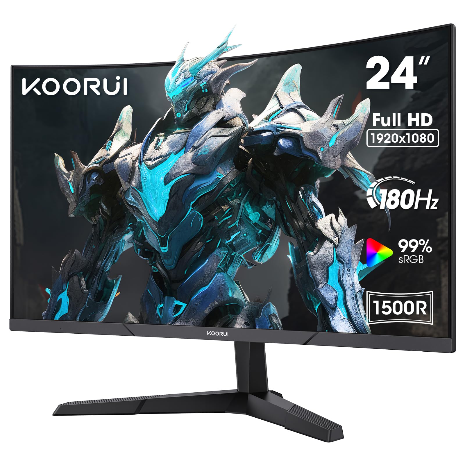 KOORUI 24 Inch Curved Gaming Monitor, 180Hz 1080P 1500R, Adaptive