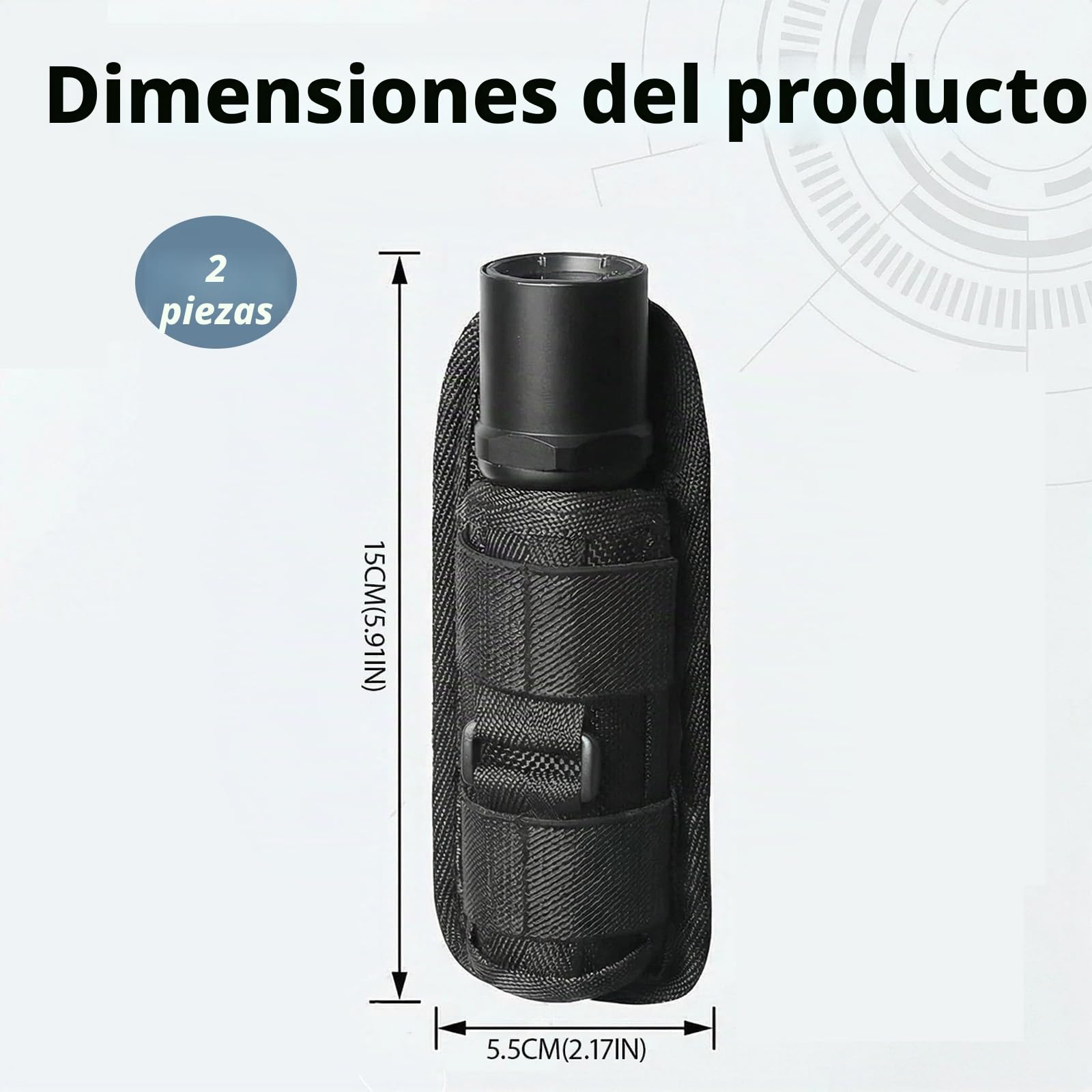 Funda de Linterna de Nylon Elástico con Clip Giratorio 360 Grados - Soporte Resistente para Actividades al Aire Libre, Senderismo y Camping, Compatible con Linternas AA y 18650, Versátil y Práctica