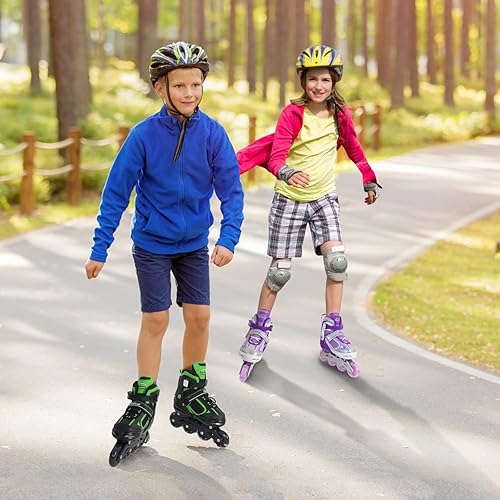 Miniatura 6 de Patines en línea ajustables para niños, patines de hoja rojonegroazul con ruedas iluminadas para niños principiantes, niñas y jóvenes, talla S-M-L