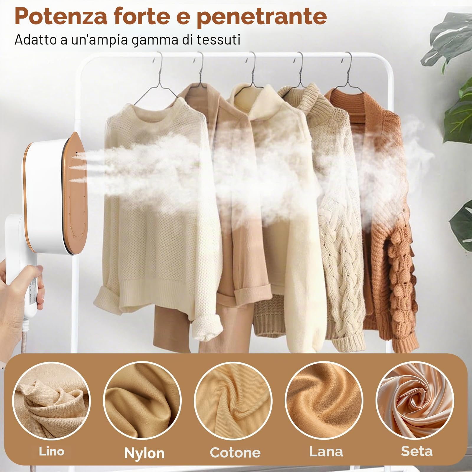 Ferro da Stiro a Vapore 1200W 2-in-1 Portatile, Serbatoio 150 ml, 3 Livelli di Vapore, Riscaldamento Rapido 10 Secondi
