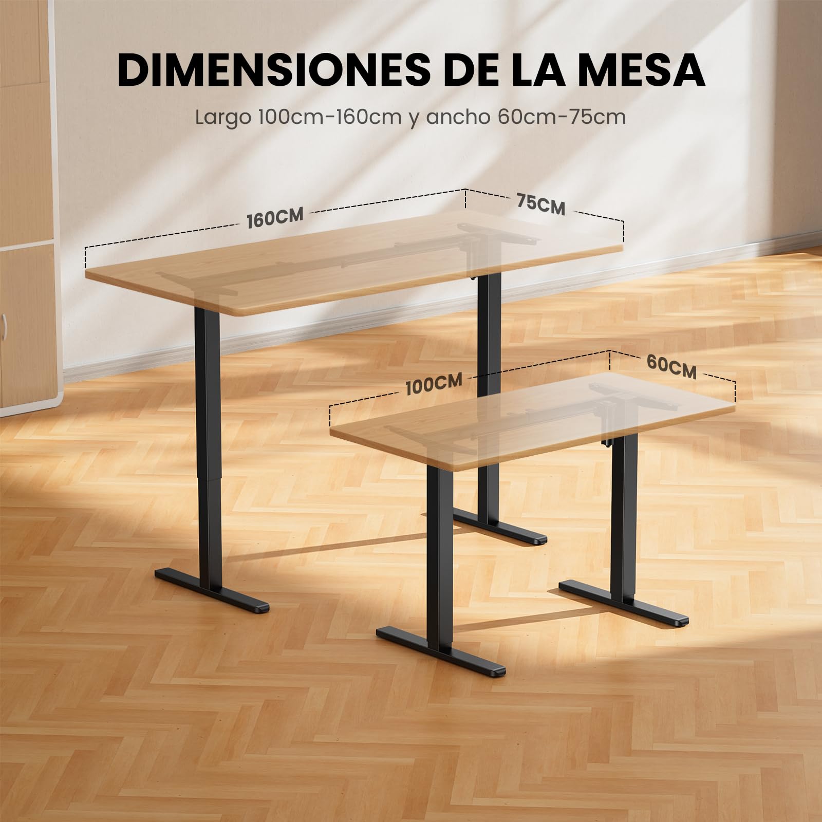 ErGear Estructura de Escritorio Ajustable Memoria de Altura en 4 Posiciones,con Patas Ajustables y una Base ergonómica para Escritorio de pie