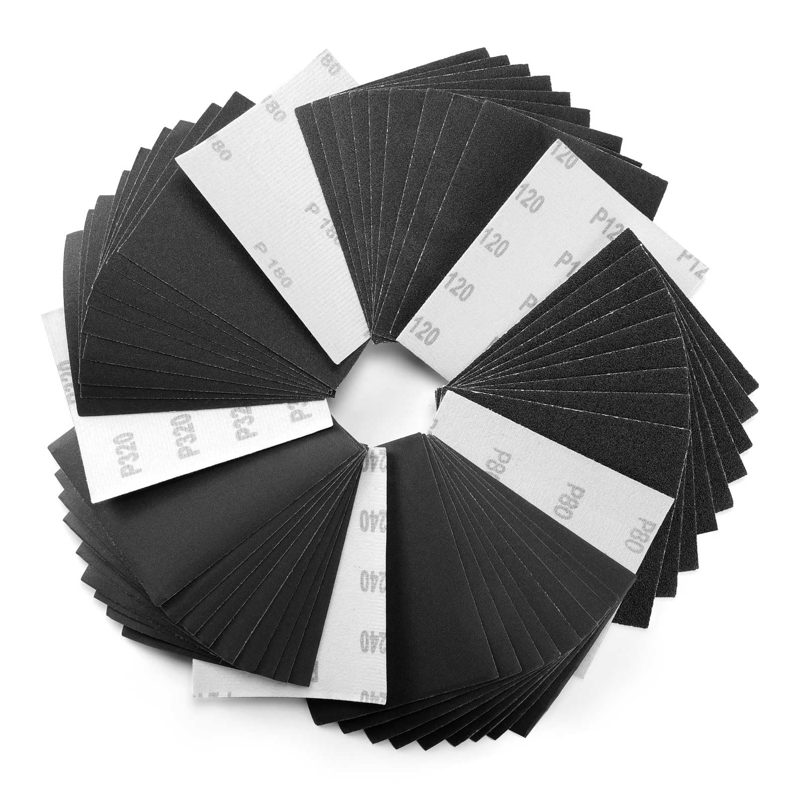 1/4 Sheet Sandpaper Assorted 80/120/180/240/320 Grit Hook & Loop or Clip on Sander Sheets 5.5" x 4.5" Silicon Carbide Sanding Sheets for Wet/Dry Palm Sanders Polishing Accessories, 50PCS